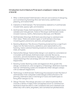 What is Architecture? Assignment 1 - What is architecture The answer to ...