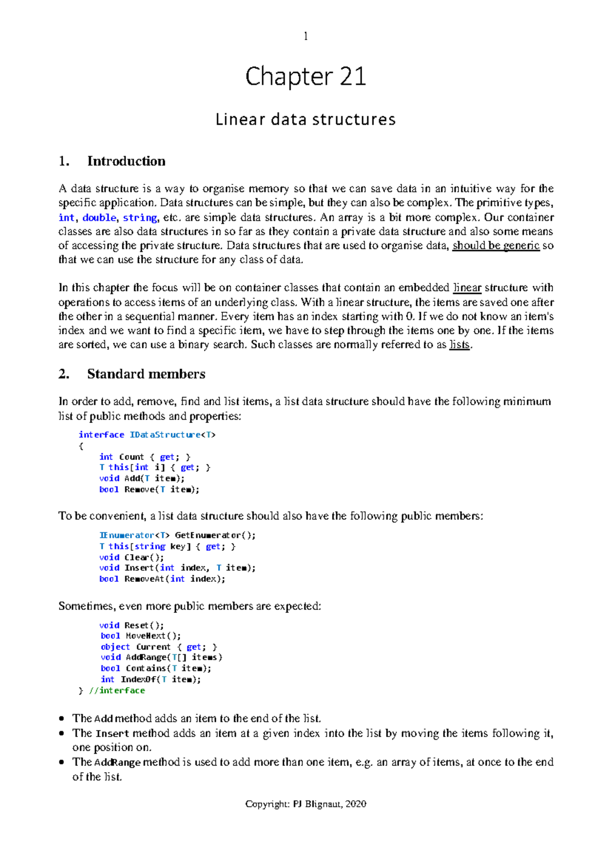 Chapter 21 - notes - Chapter 21 Linear data structures 1. Introduction ...