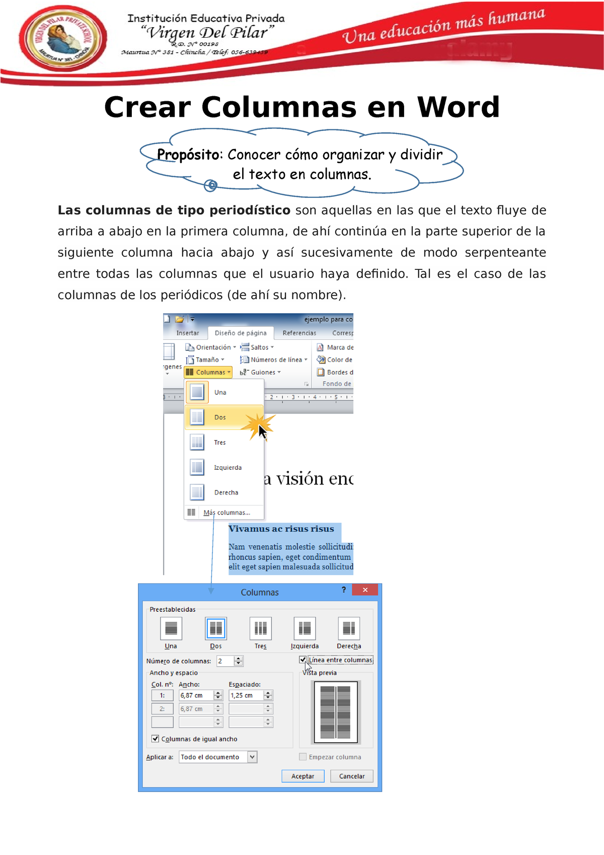 Crear Columnas En Word Practica En Word Crear Columnas En Word Prop Sito Conocer C Mo