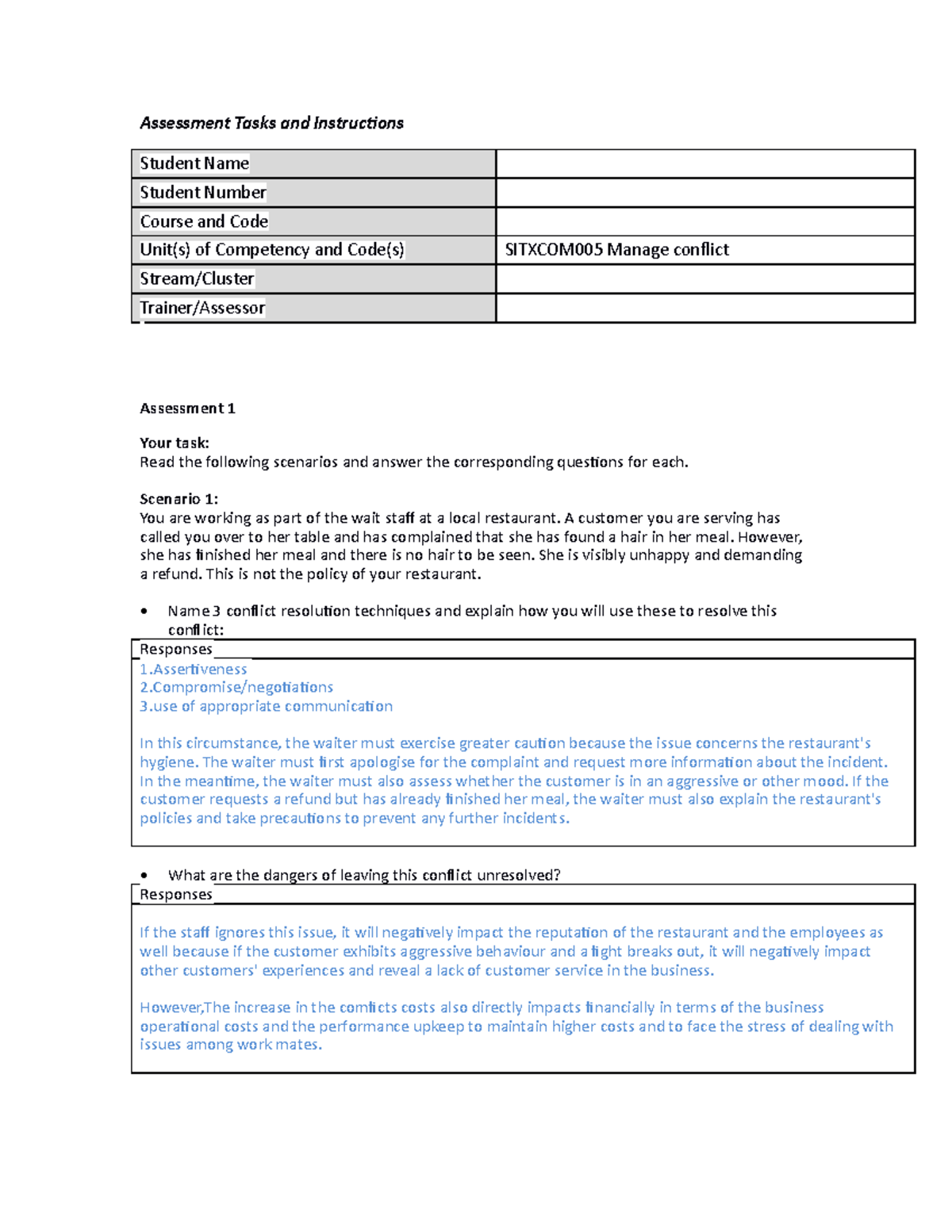 Assessment Task 2 - Sitxcom 005 - Assessment Tasks And Instructions ...