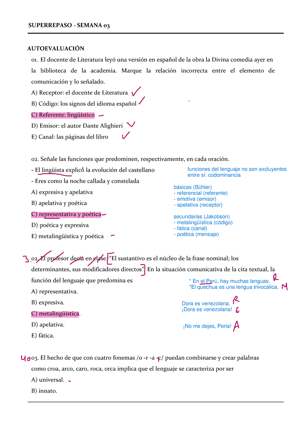 ACEM - Selección 3 - II Sol - SUPERREPASO - SEMANA 03 AUTOEVALUACI”N El ...