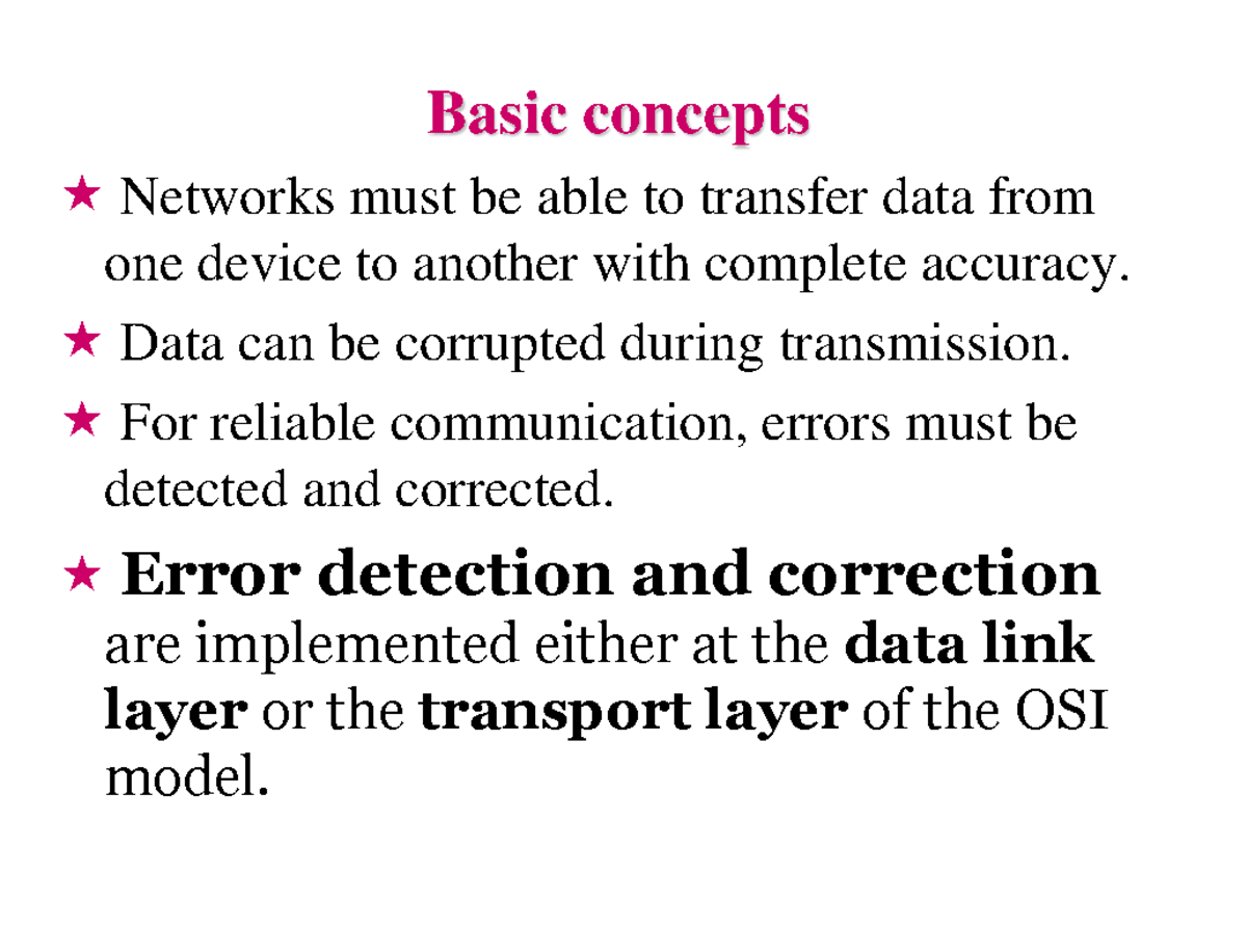 Error detection u3 lecture notes in pdf Basic concepts Networks