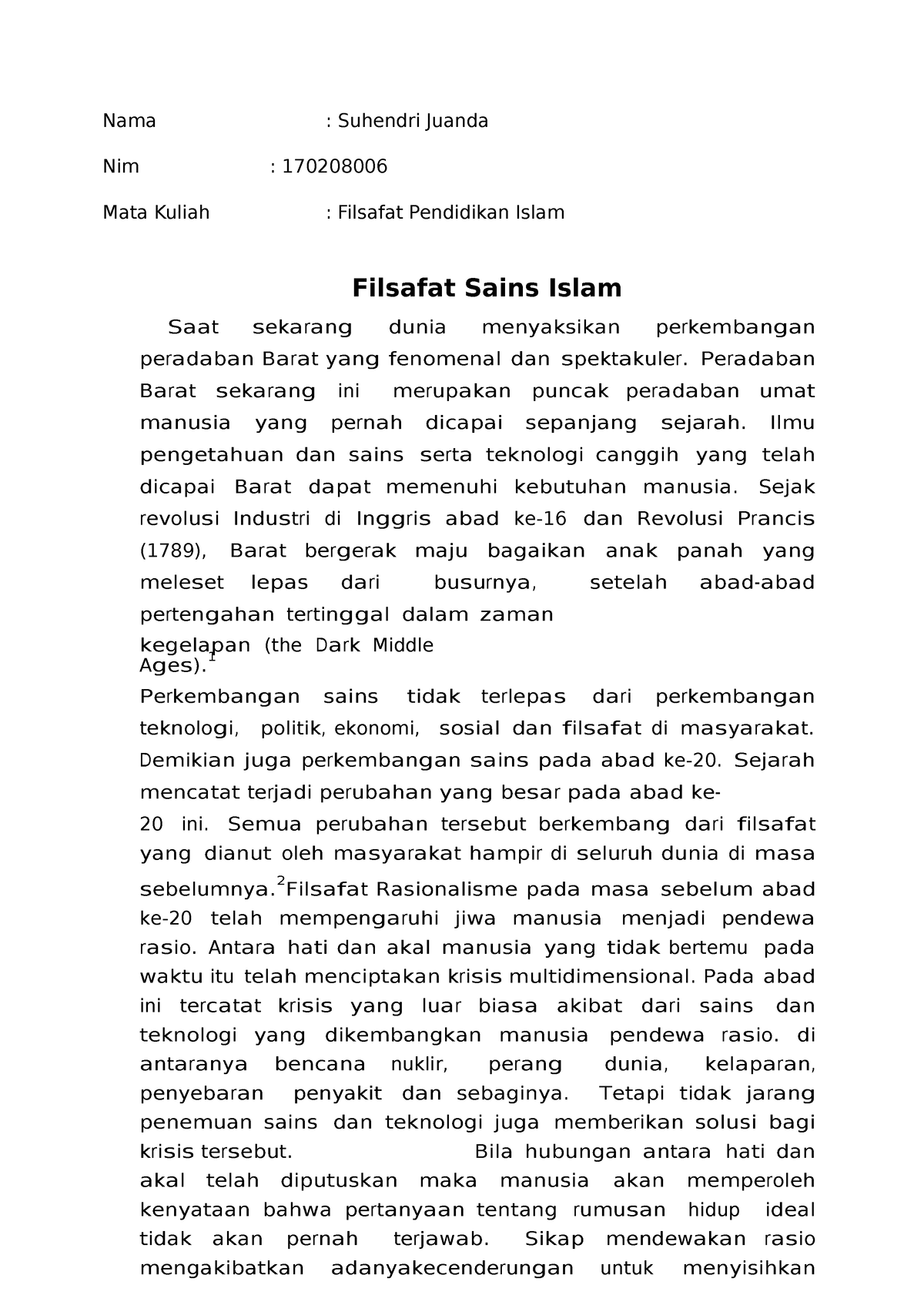 essay tentang islam dan sains