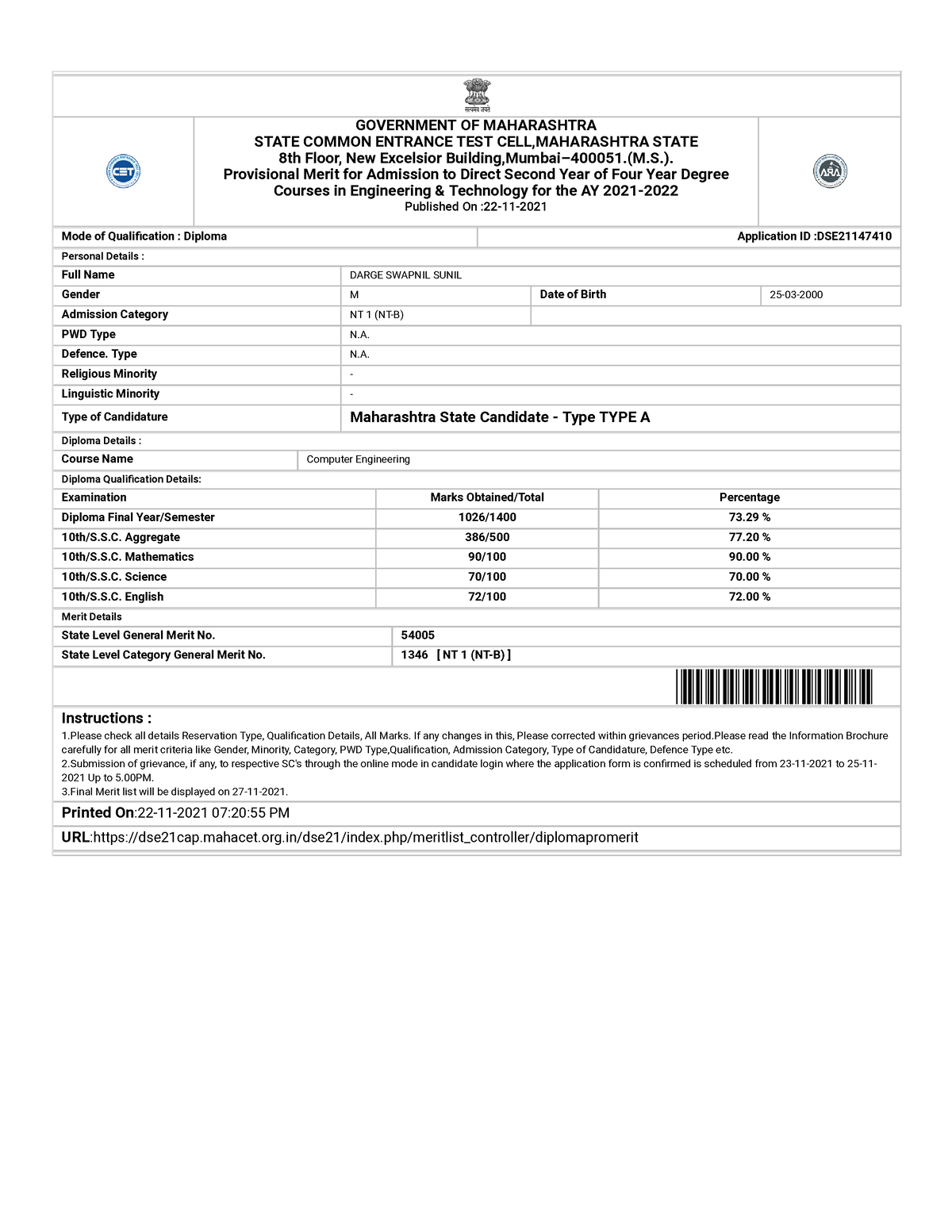 State Common Entrance Test Cell, Maharashtra State, Mumbai - GOVERNMENT ...