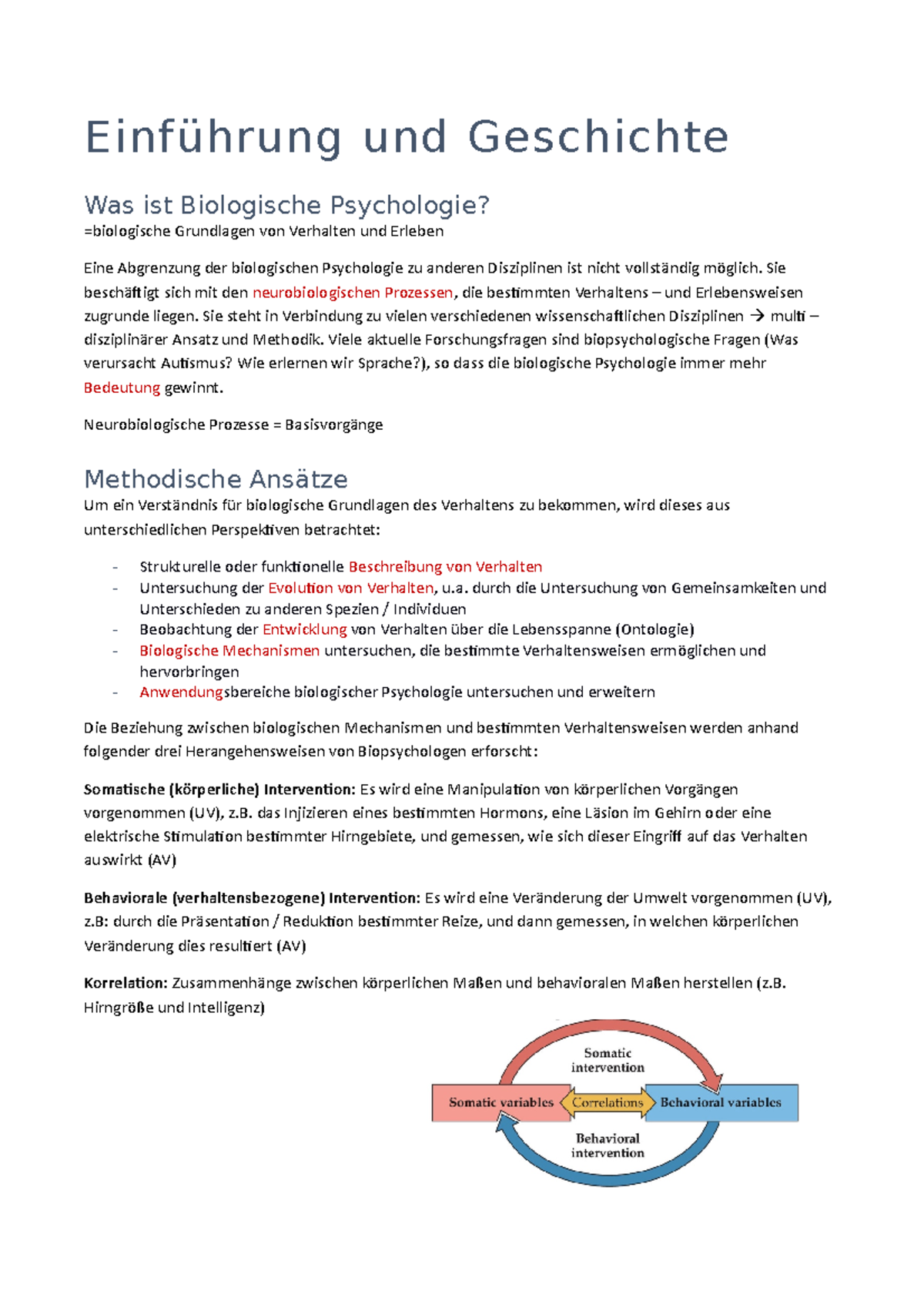 Zusammenfassung 1 - Biologische Psychologie - Einführung Und Geschichte ...