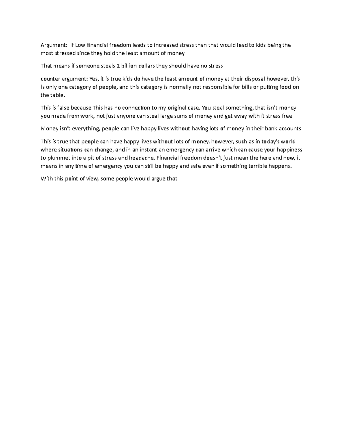 Counter example - Assignment regarding collecting ideas for the 3-stage ...