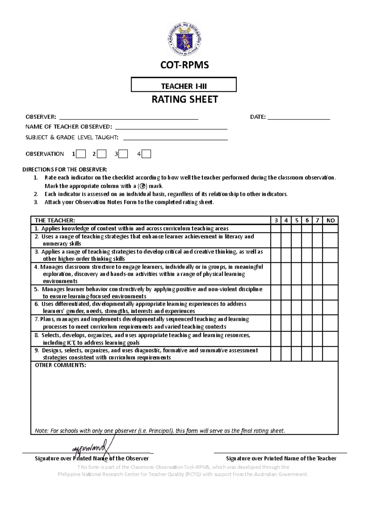 rating-sheet-teacher-i-iii-051018-cot-rpms-rating-sheet-observer