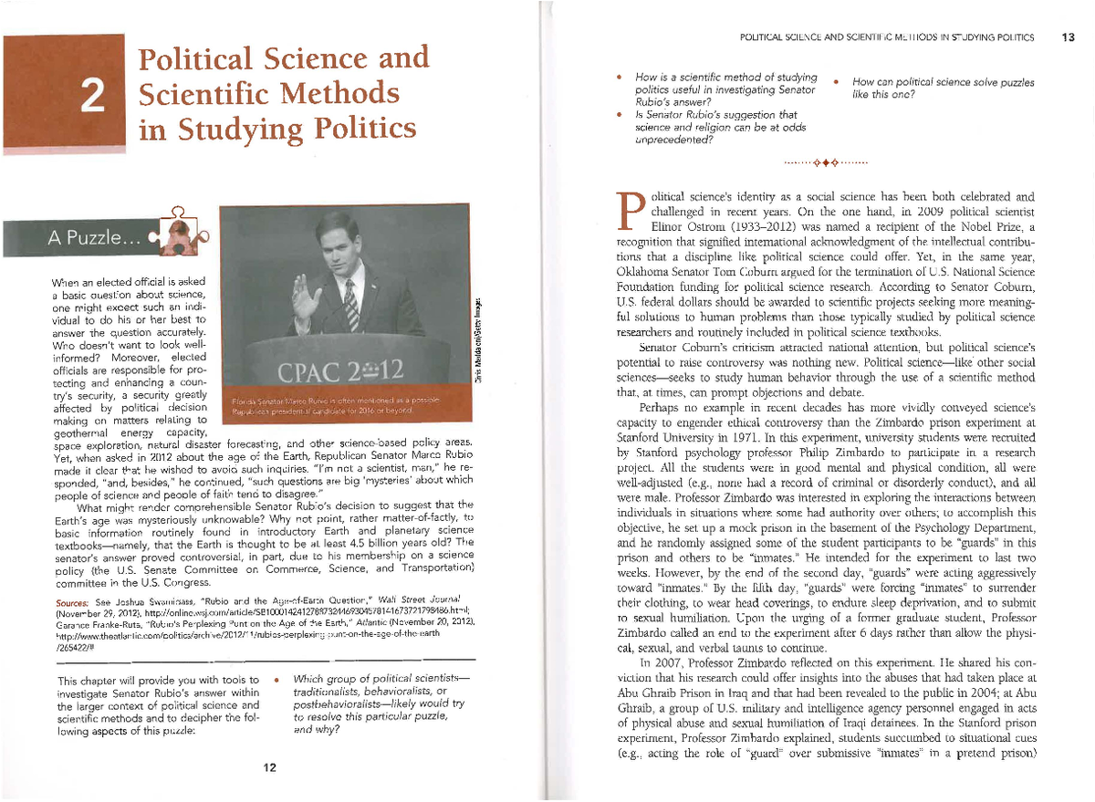 Week 1 > Ch 2, Political science and scientific methods in studying