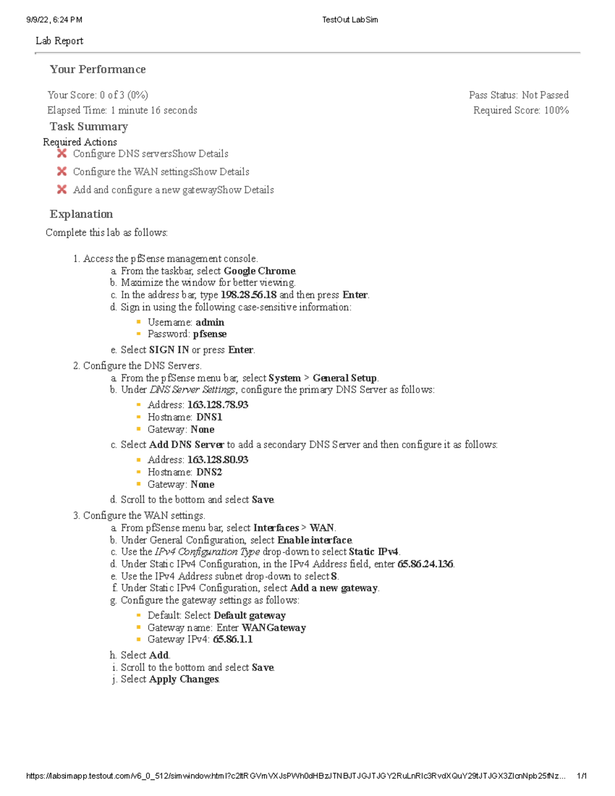 5.1.7 configure a security appliance 9/9/22, 624 PM TestOut LabSim