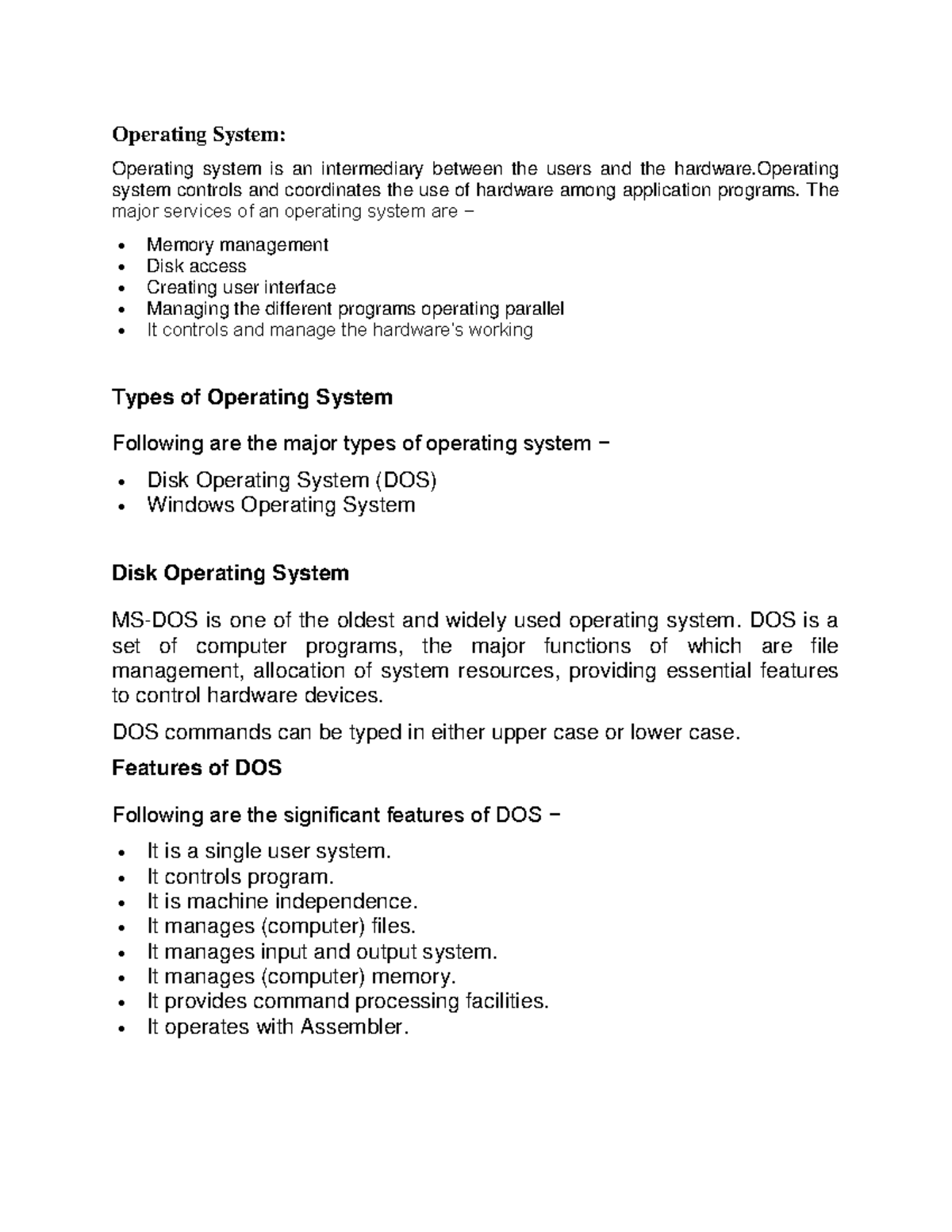 Operating System - Useful notes - Operating System: Operating system is ...