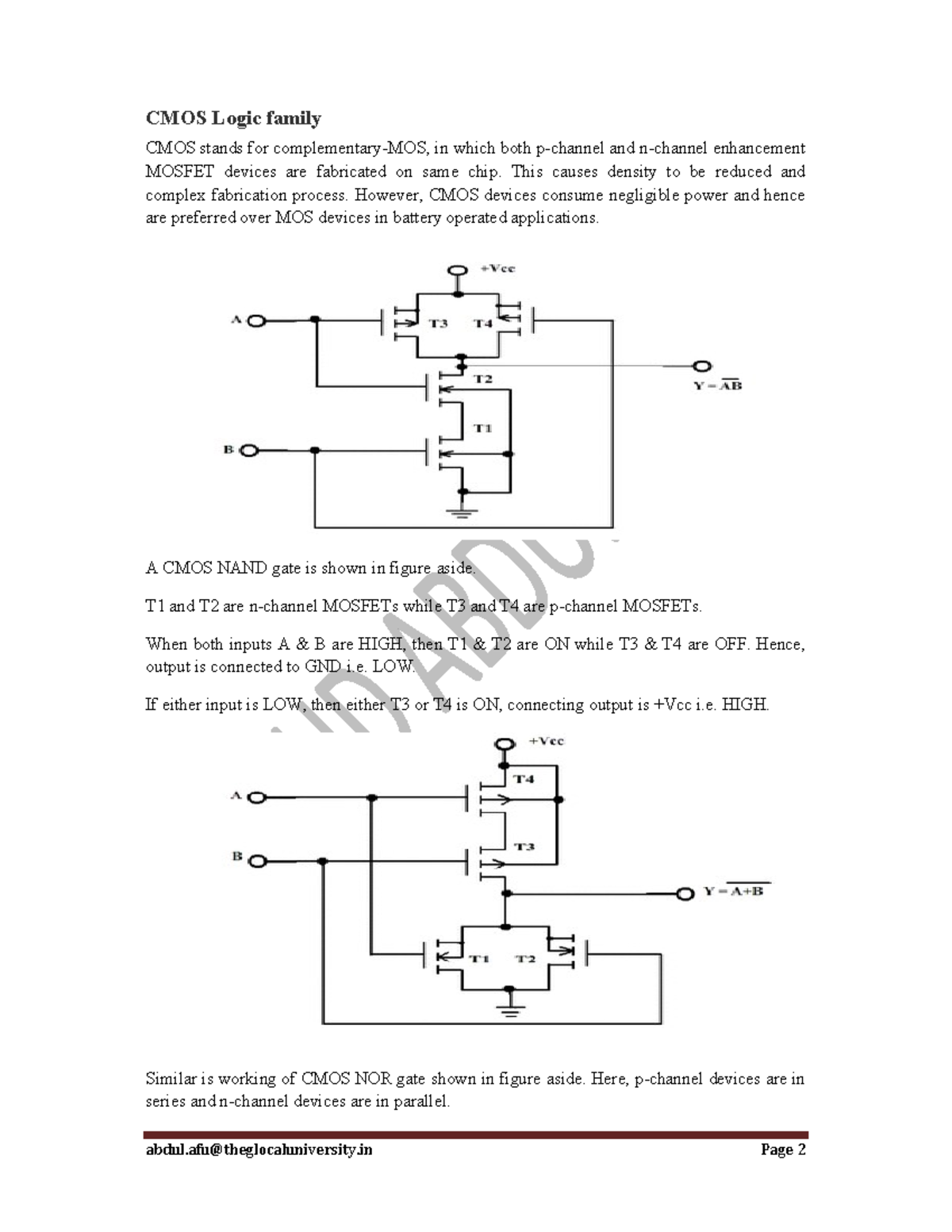 CMOS family and integrated circuit - CMOS Logic family CMOS stands for ...
