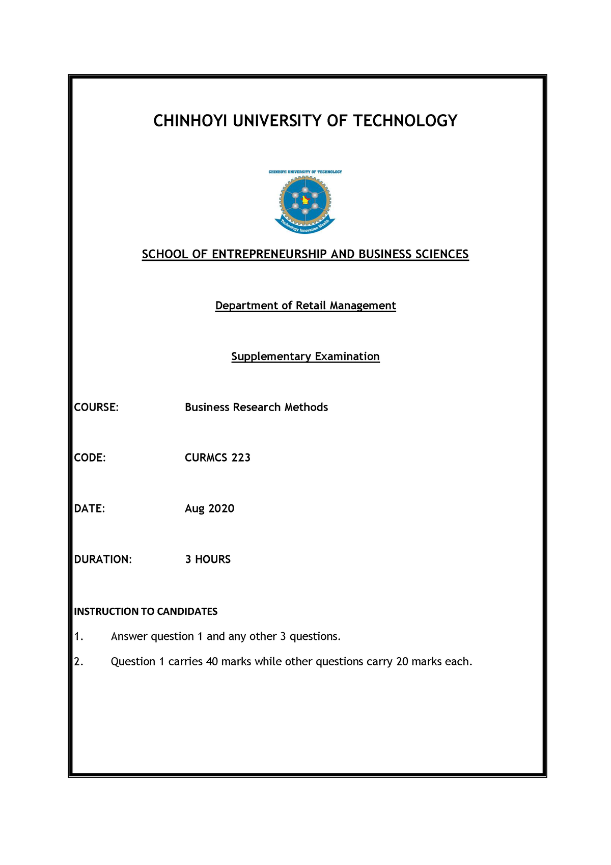 chinhoyi university dissertations