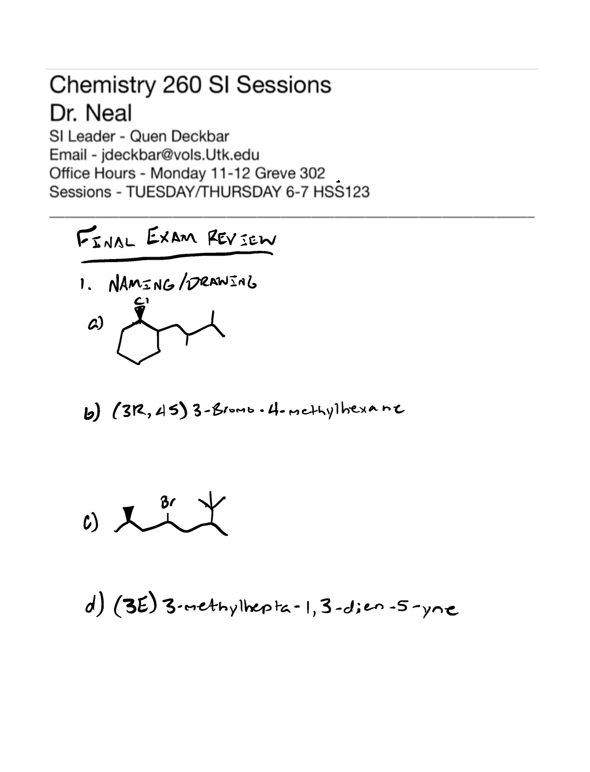 Final Exam Review - CHEM 360 - Studocu