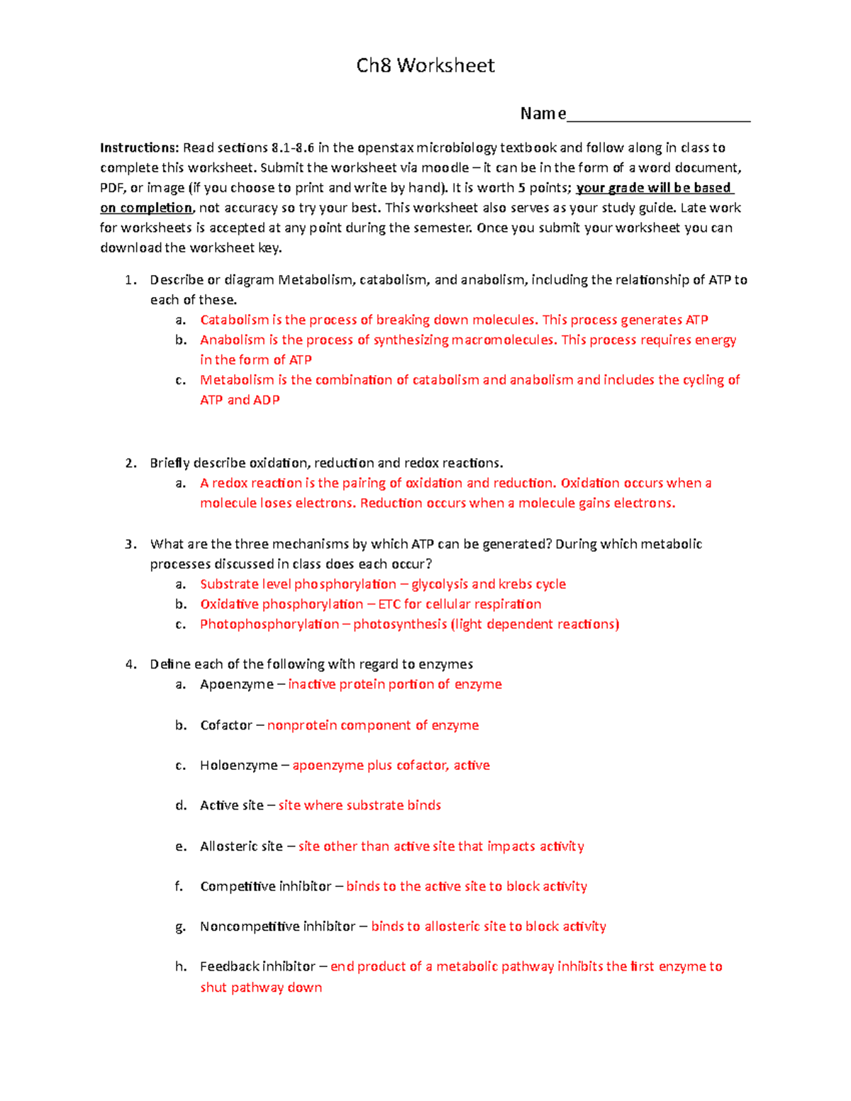 Ch8 Worksheet Key - Chapter Eight Review Questions With Answers To Help ...