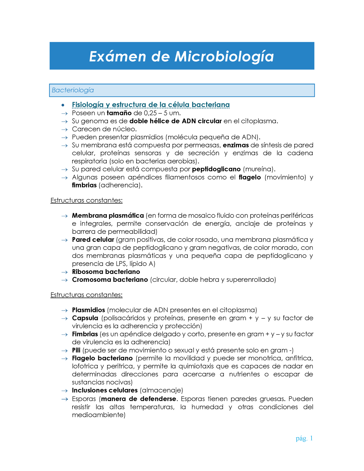 Examen De Microbiología - Exámen De Microbiología Bacteriología ...