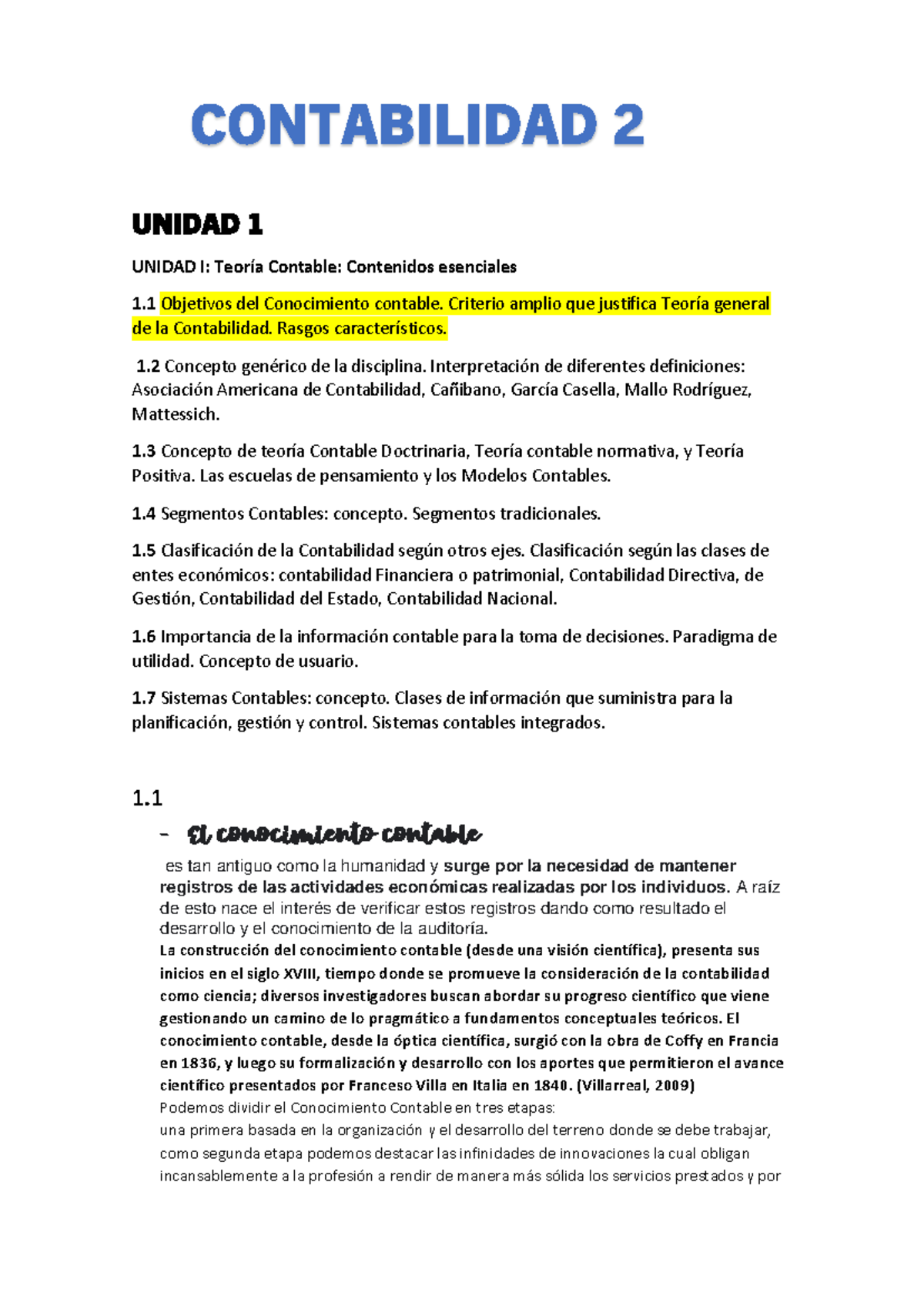 Contabilidad 2 Resumen unidad 1 - UNIDAD 1 UNIDAD I: Teoría Contable ...
