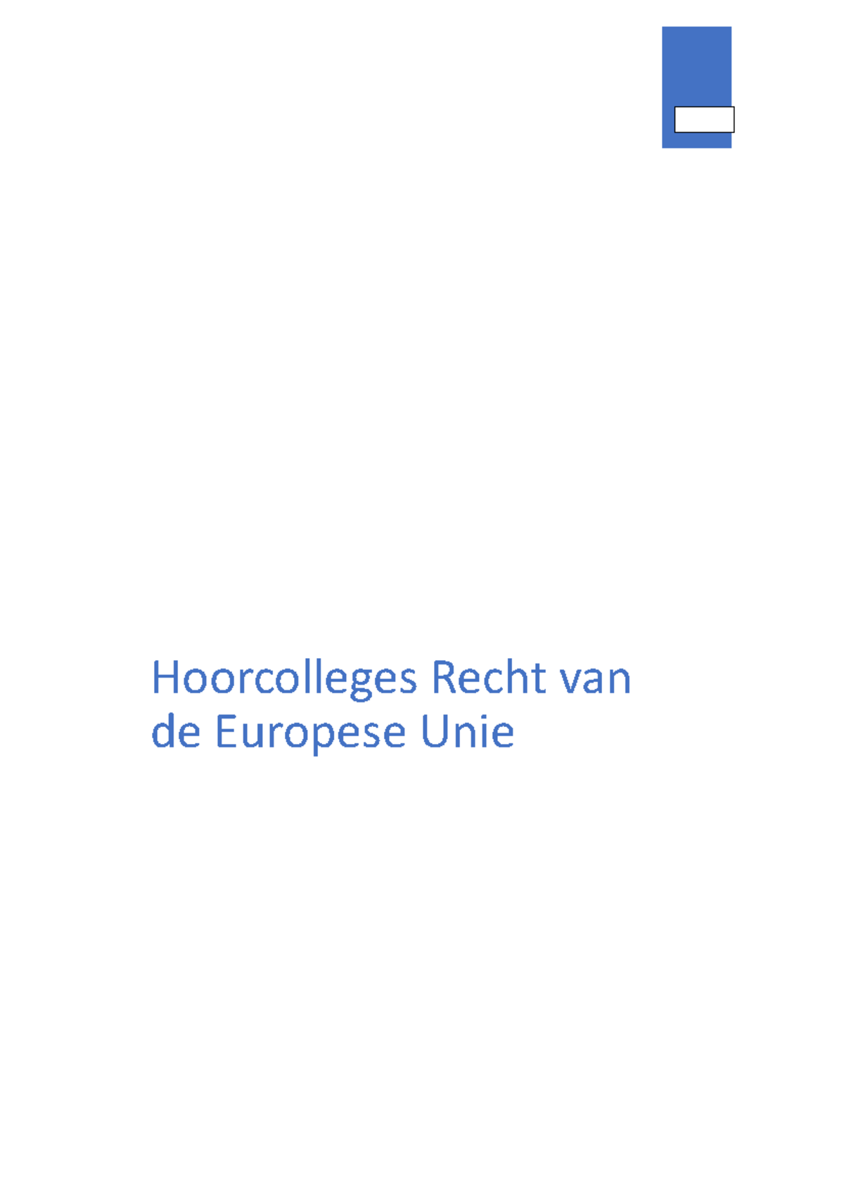 Hoorcolleges Recht Van De Europese Unie - Hoorcolleges Recht Van De ...