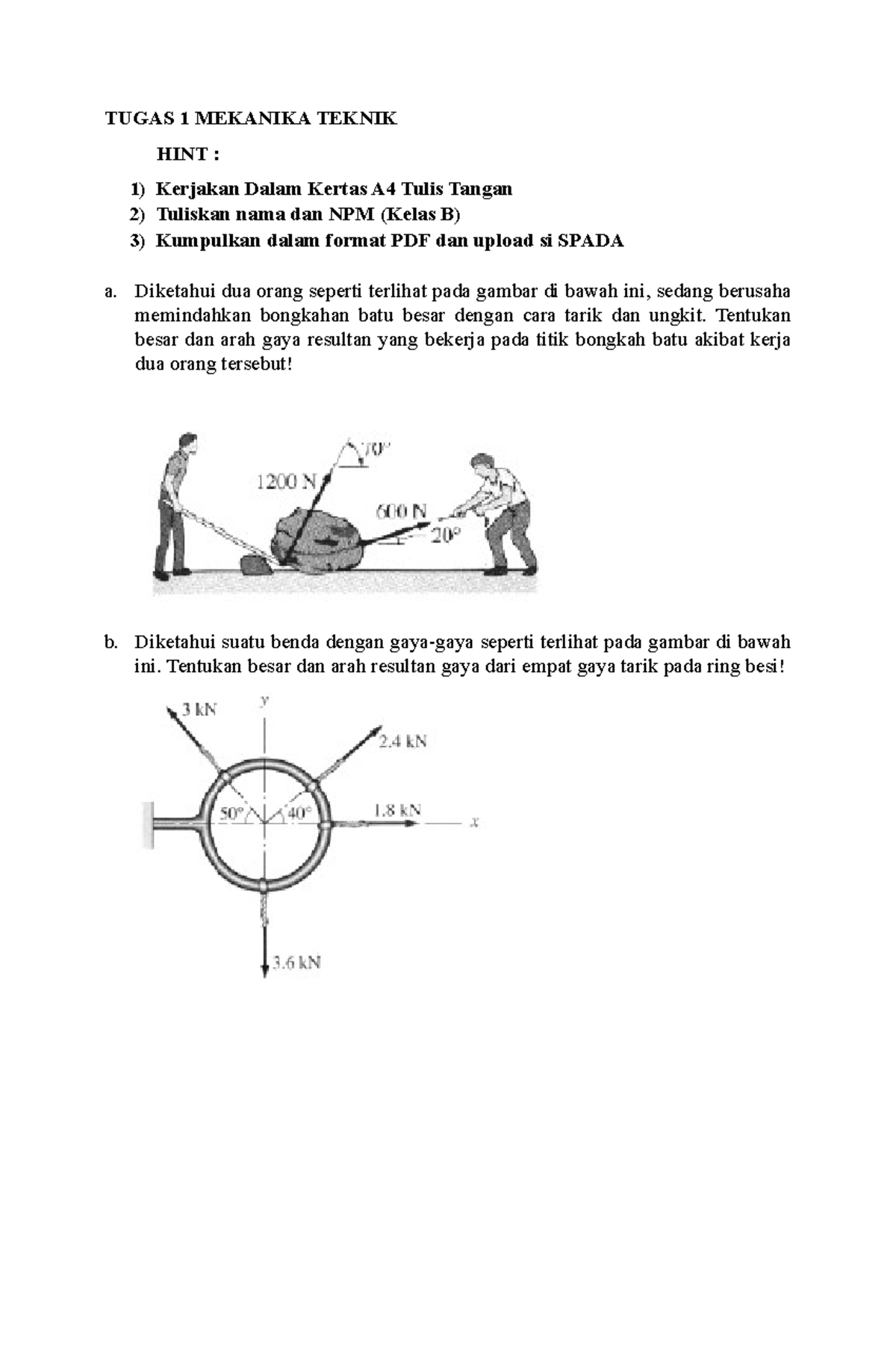 Tugas Bab 2 Gaya Dan Penyusunnya - TUGAS 1 MEKANIKA TEKNIK HINT ...