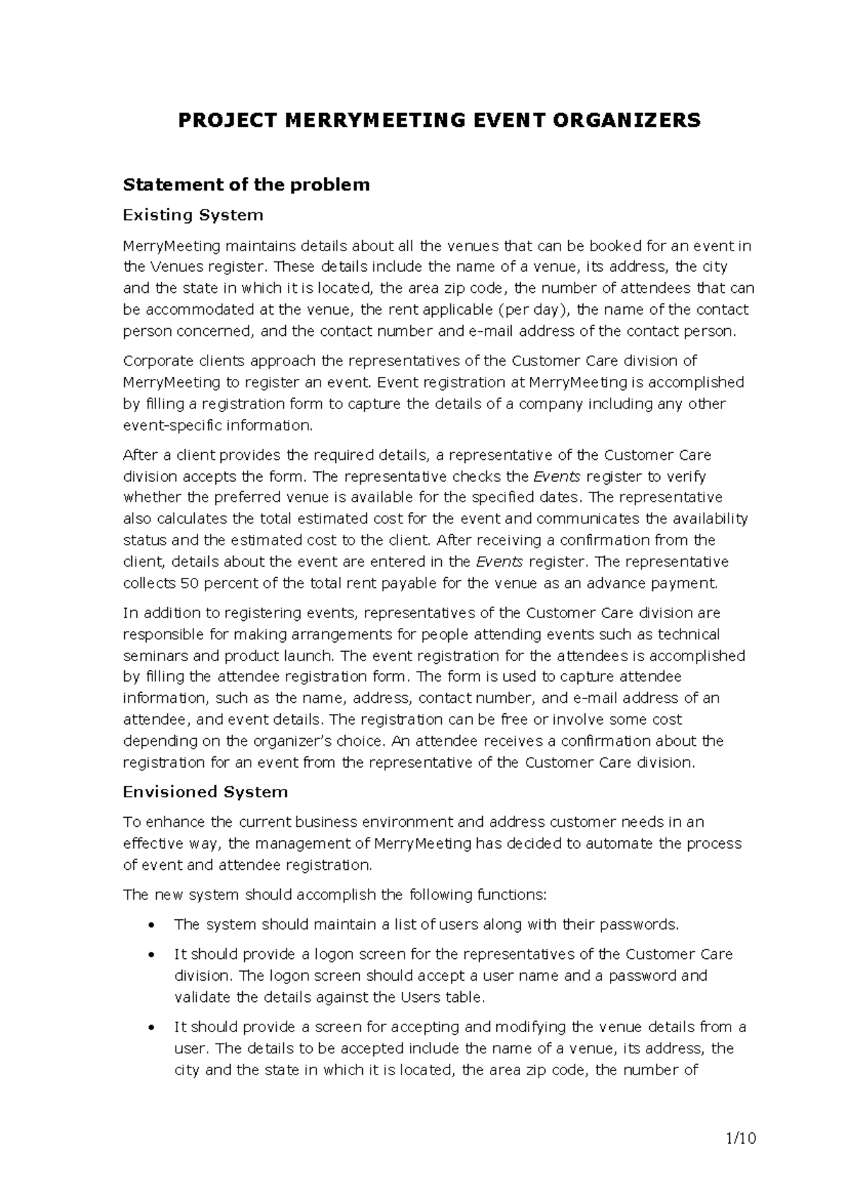 Project-Merry Meeting - PROJECT MERRYMEETING EVENT ORGANIZERS Statement ...