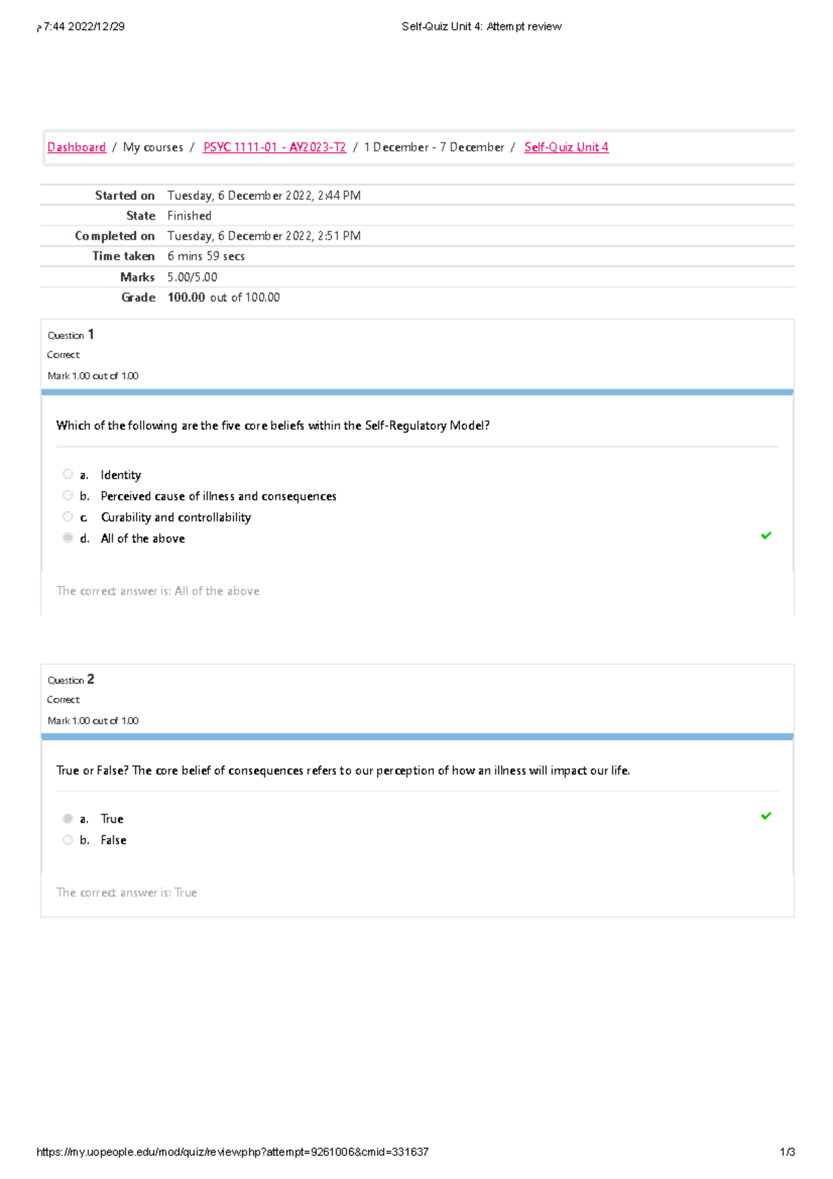 Self-Quiz Unit 4 Attempt Review - 2022/12/29 7:44 م Self-Quiz Unit 4 ...