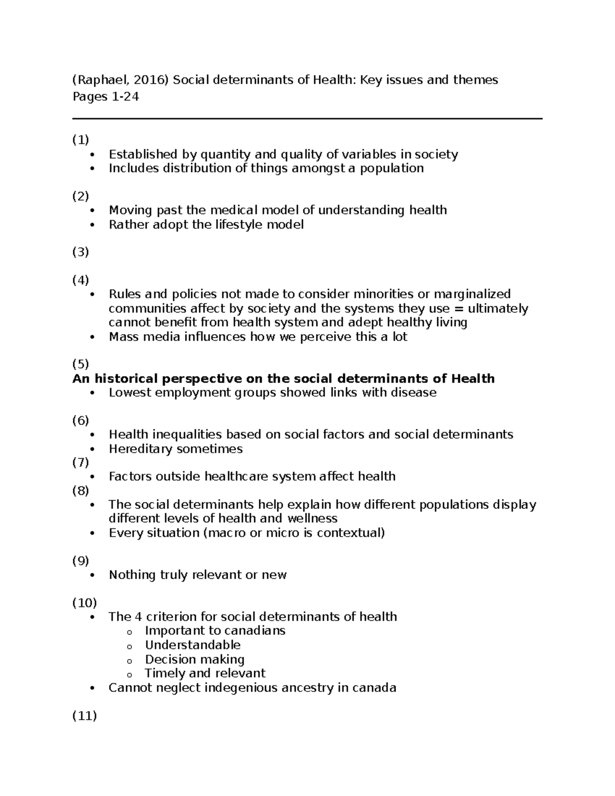 EDKP204 Raphael 2016 - (Raphael, 2016) Social determinants of Health ...