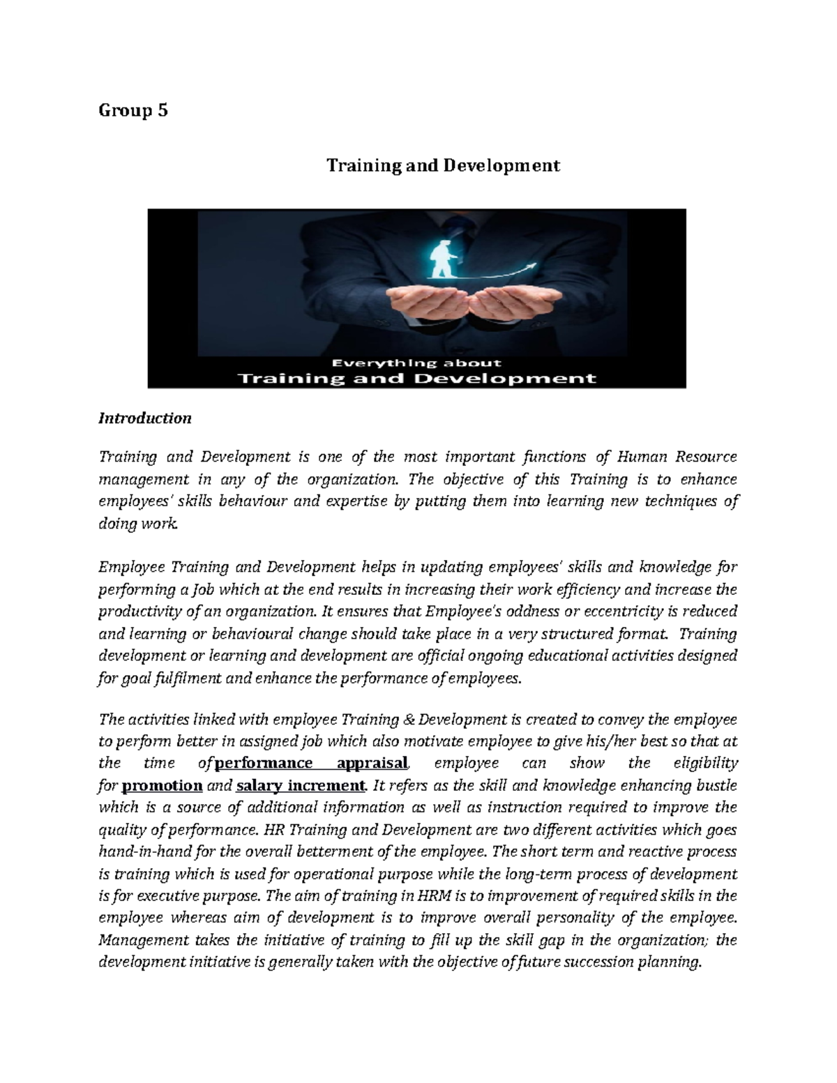 HRM-No - Home Resource Management - Group 5 Training and Development ...