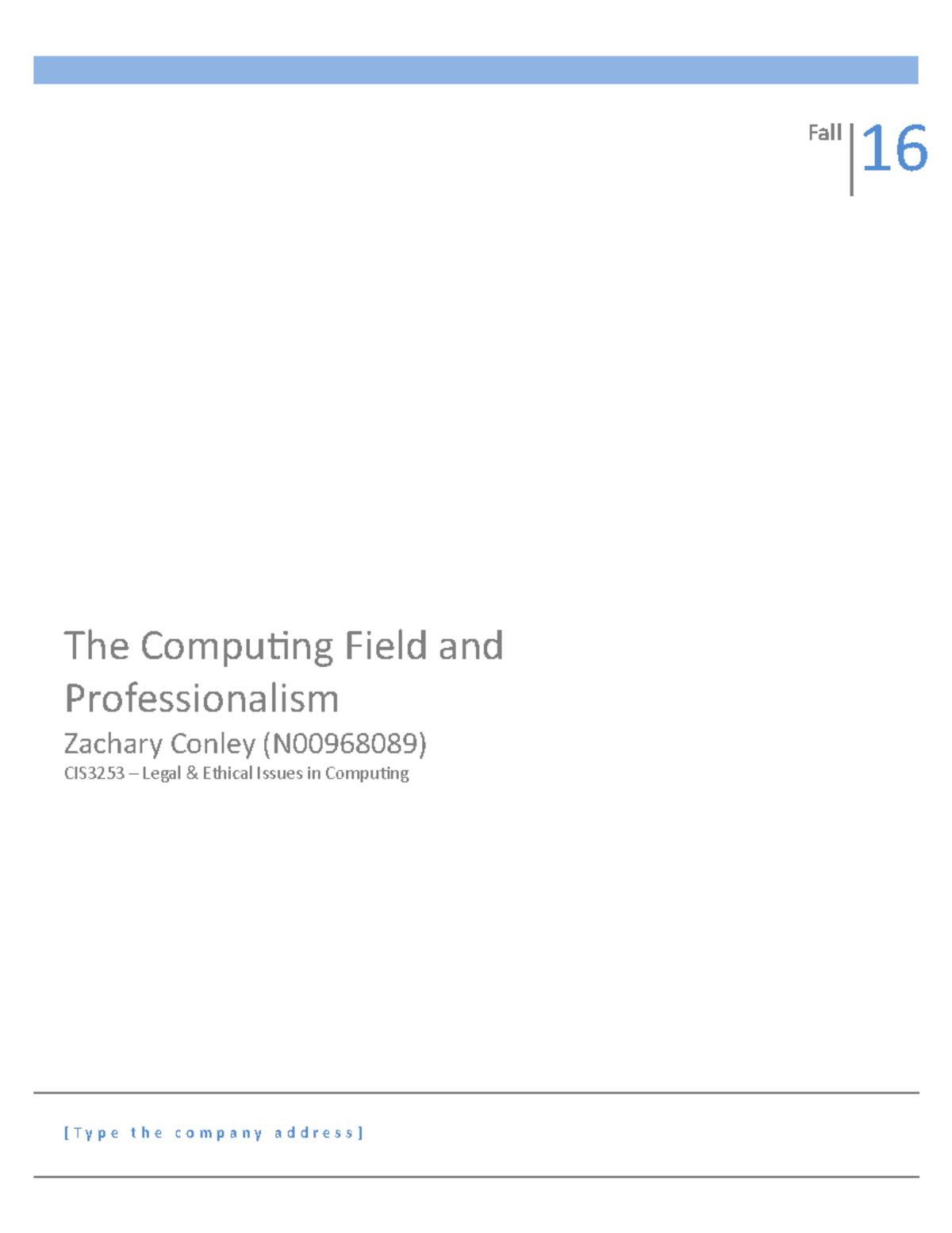 Module 5 Writing Assignment Fall 16 T Y P E T H E C O M P A N Y A D
