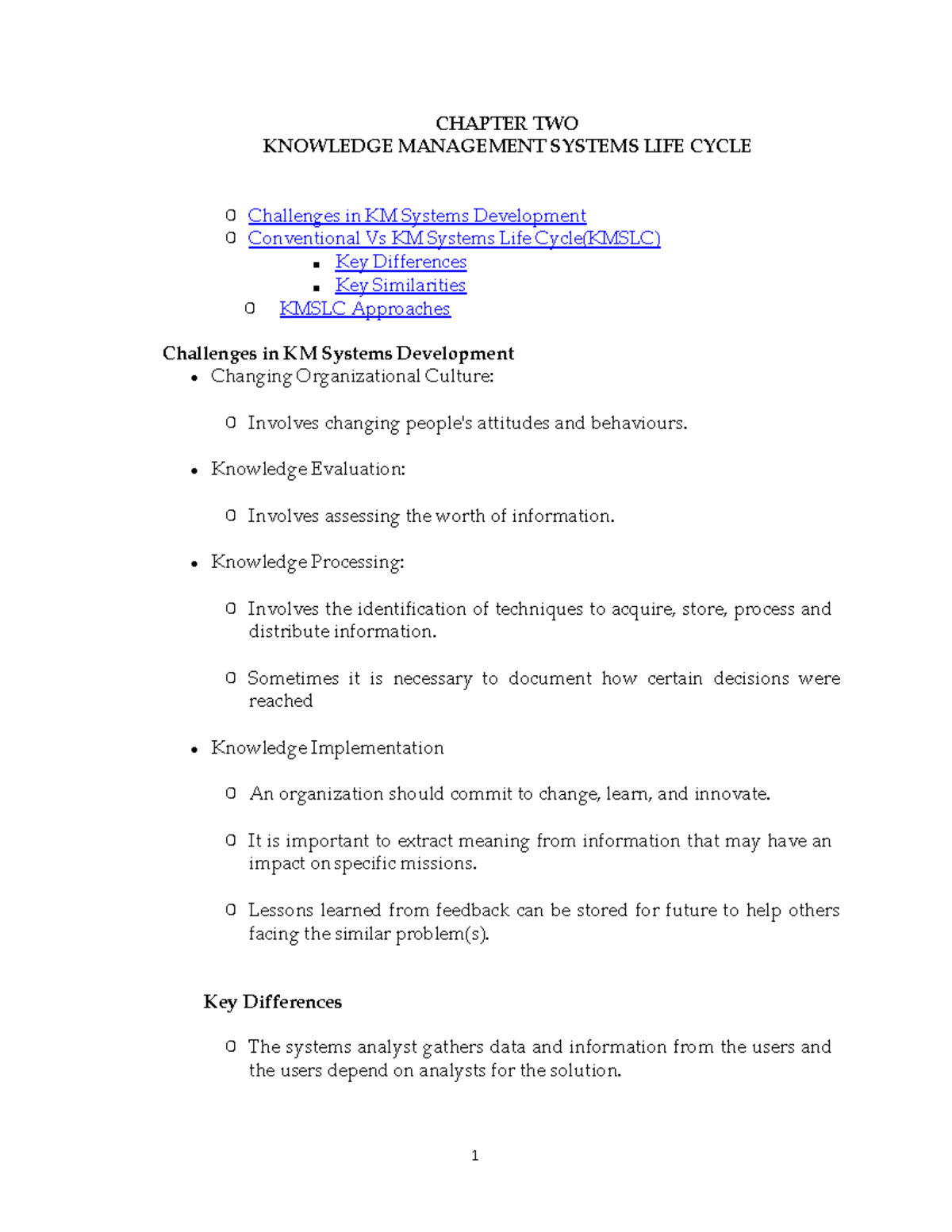 Lecture TWO KBS LIFE Cycle - CHAPTER TWO KNOWLEDGE MANAGEMENT SYSTEMS ...