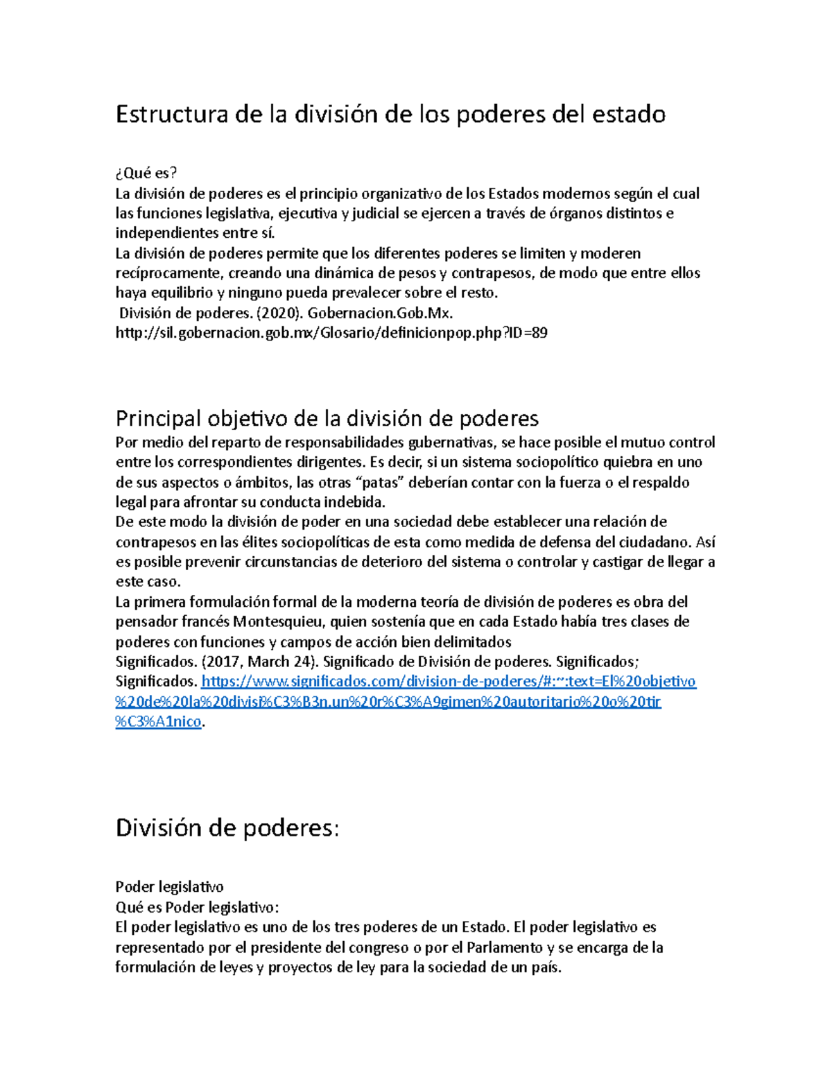 Estructura de la división de los poderes del estado - Estructura de la ...