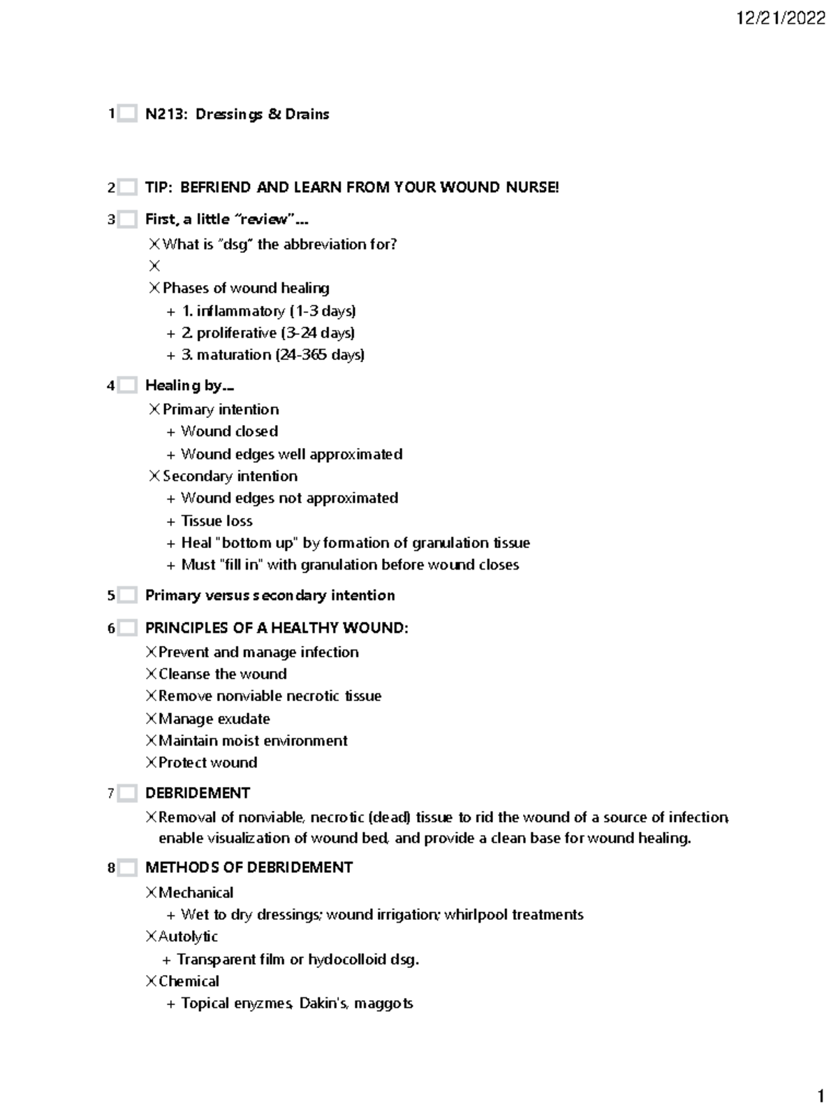 Wound Dressings N213 Dressings & Drains TIP BEFRIEND AND LEARN FROM