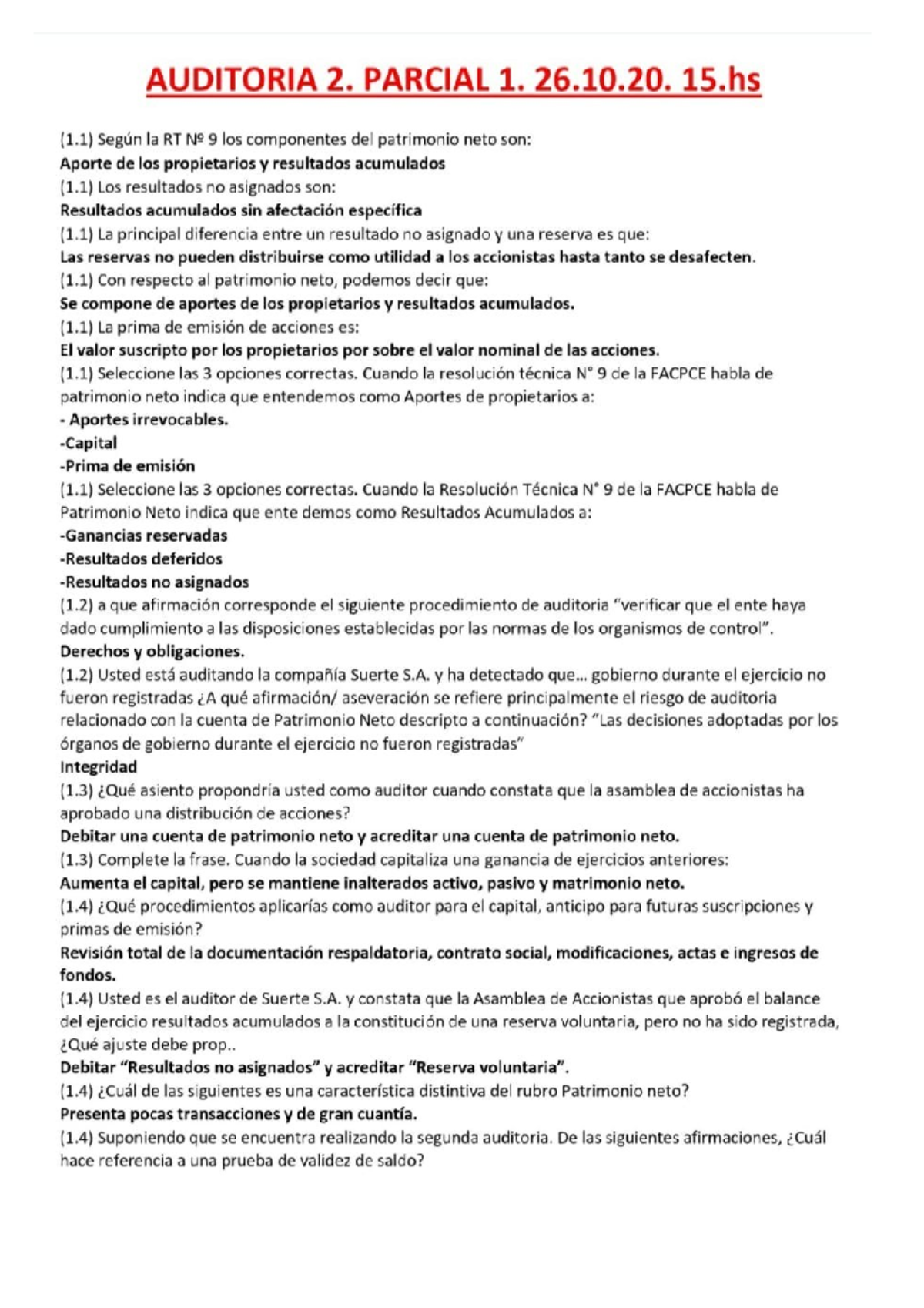 preparacion de examen del primer parcial de auditoria 2 - Auditoria II ...