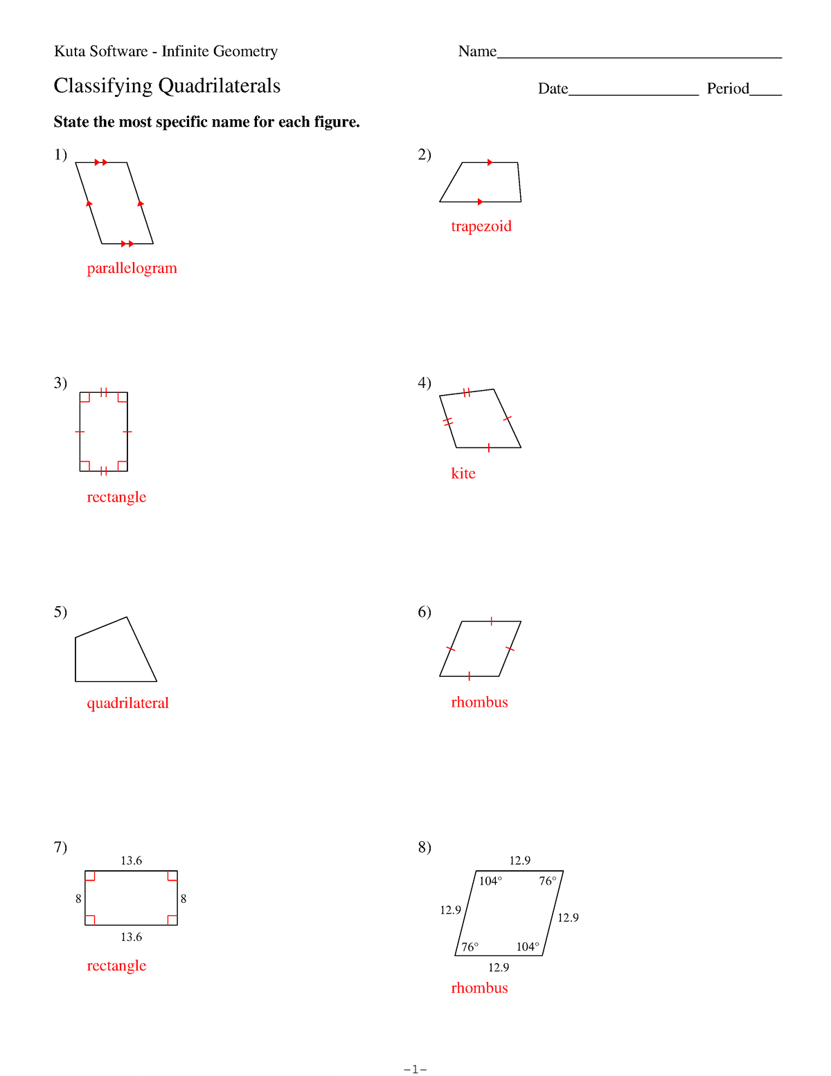 HG 2.1.2 Classifying Quadrilaterals KEY - ©C 52 M 0 M 1 D 2 E 7 KPuptwa ...