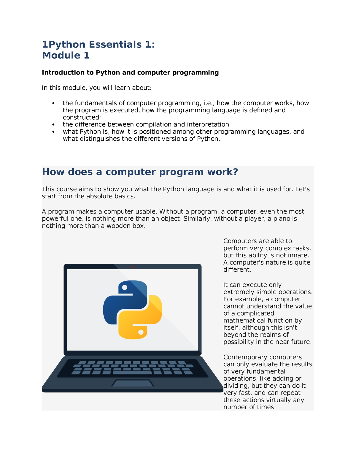 Python Essentials 1-Module 1 - 1Python Essentials 1: Module 1 ...