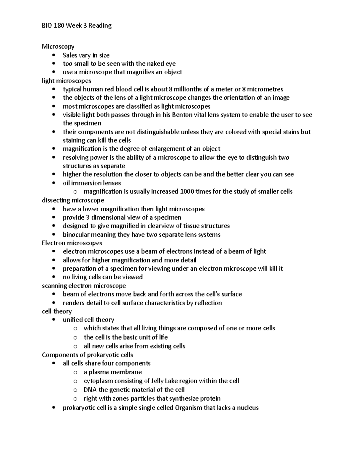 Bio Week Reading Notes Microscopy Sales Vary In Size Too Small To Be Seen With The Naked