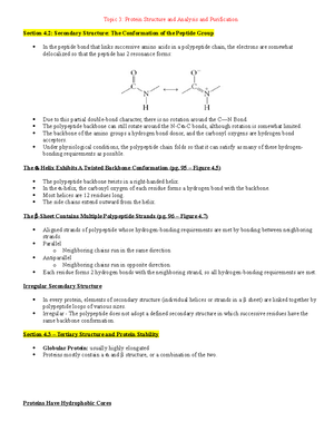 04 Protein Function Chapter 4 Protein Function Topic Notes