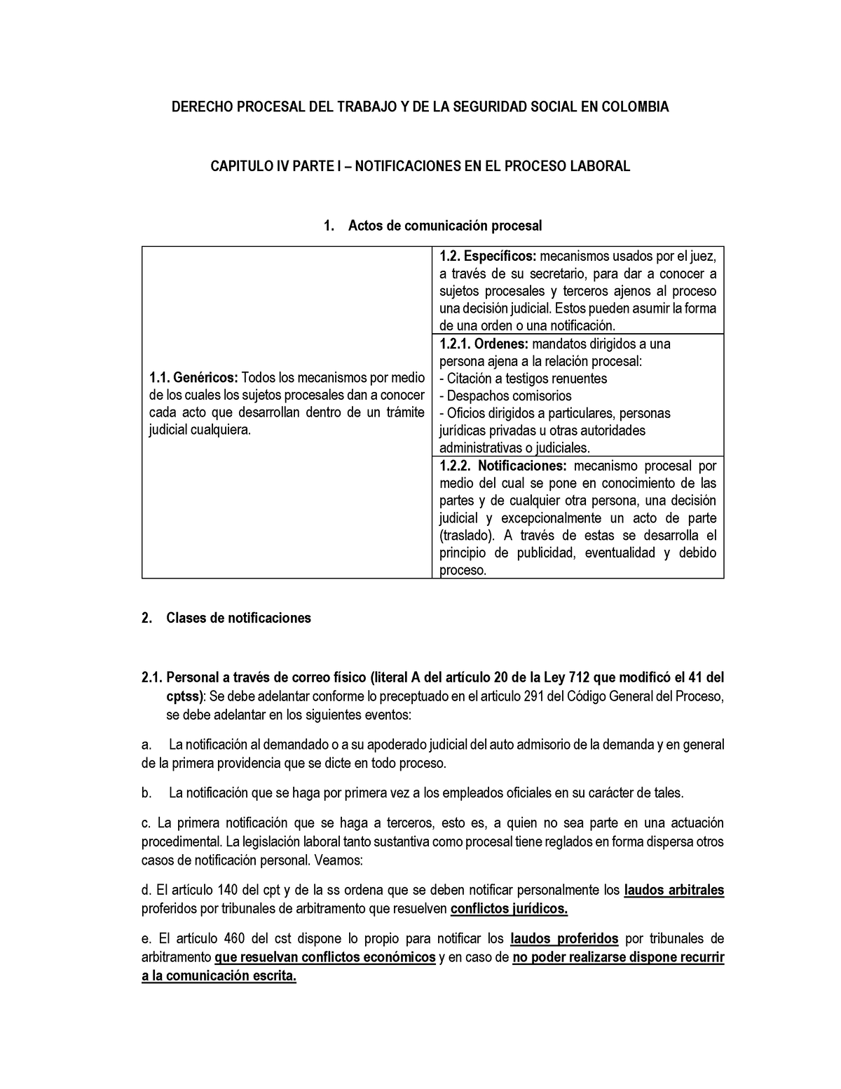 Notificaciones En El Proceso Laboral - DERECHO PROCESAL DEL TRABAJO Y ...