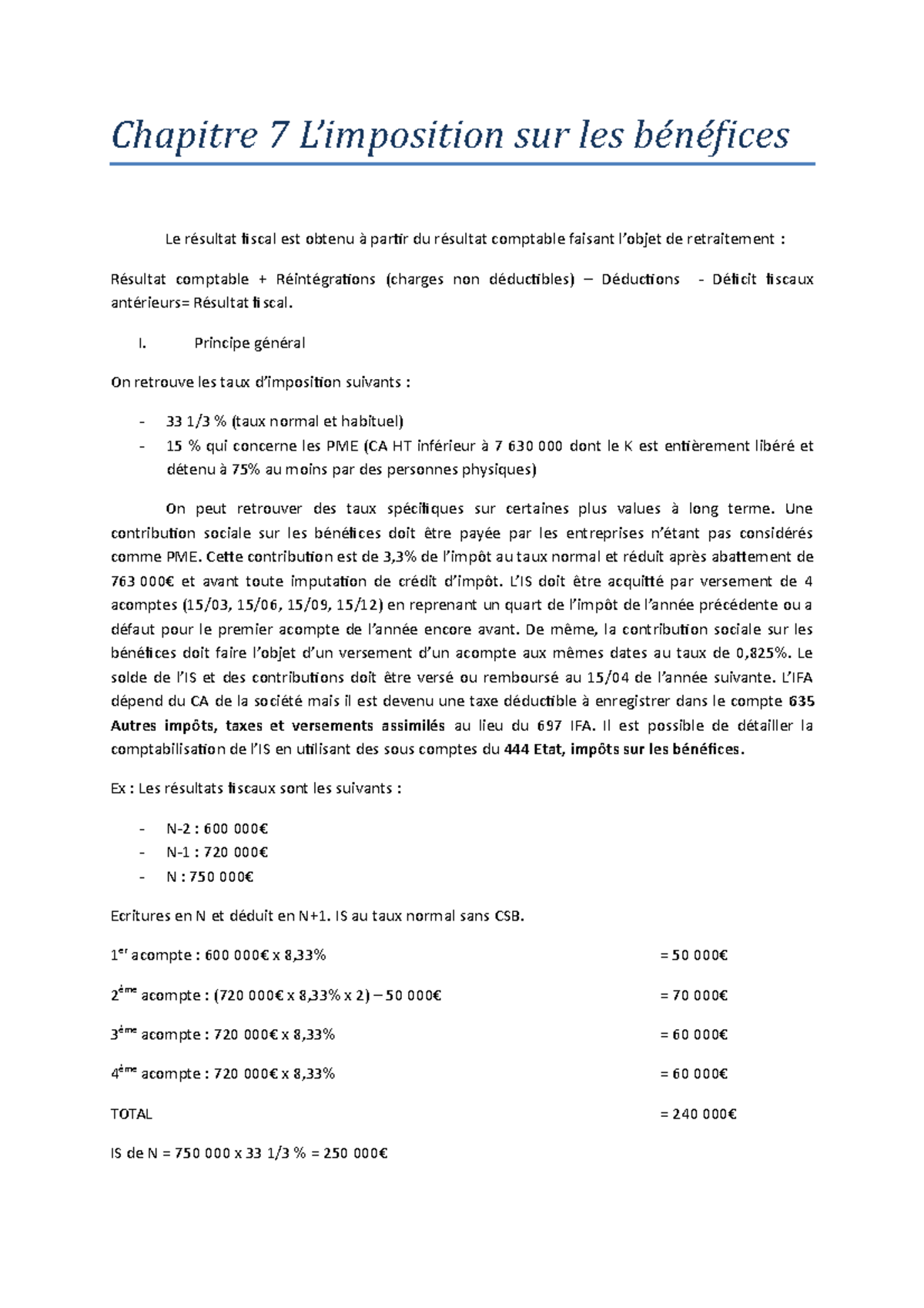 Chapitre 7 L IS CM Correspondant La Licence AES Master CCA DCG Ou