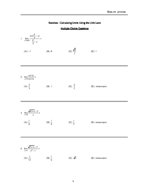 Calculus 1 Final Review - CALCULUS 1 - FALL 2023 NATHAN CHEN Practice ...