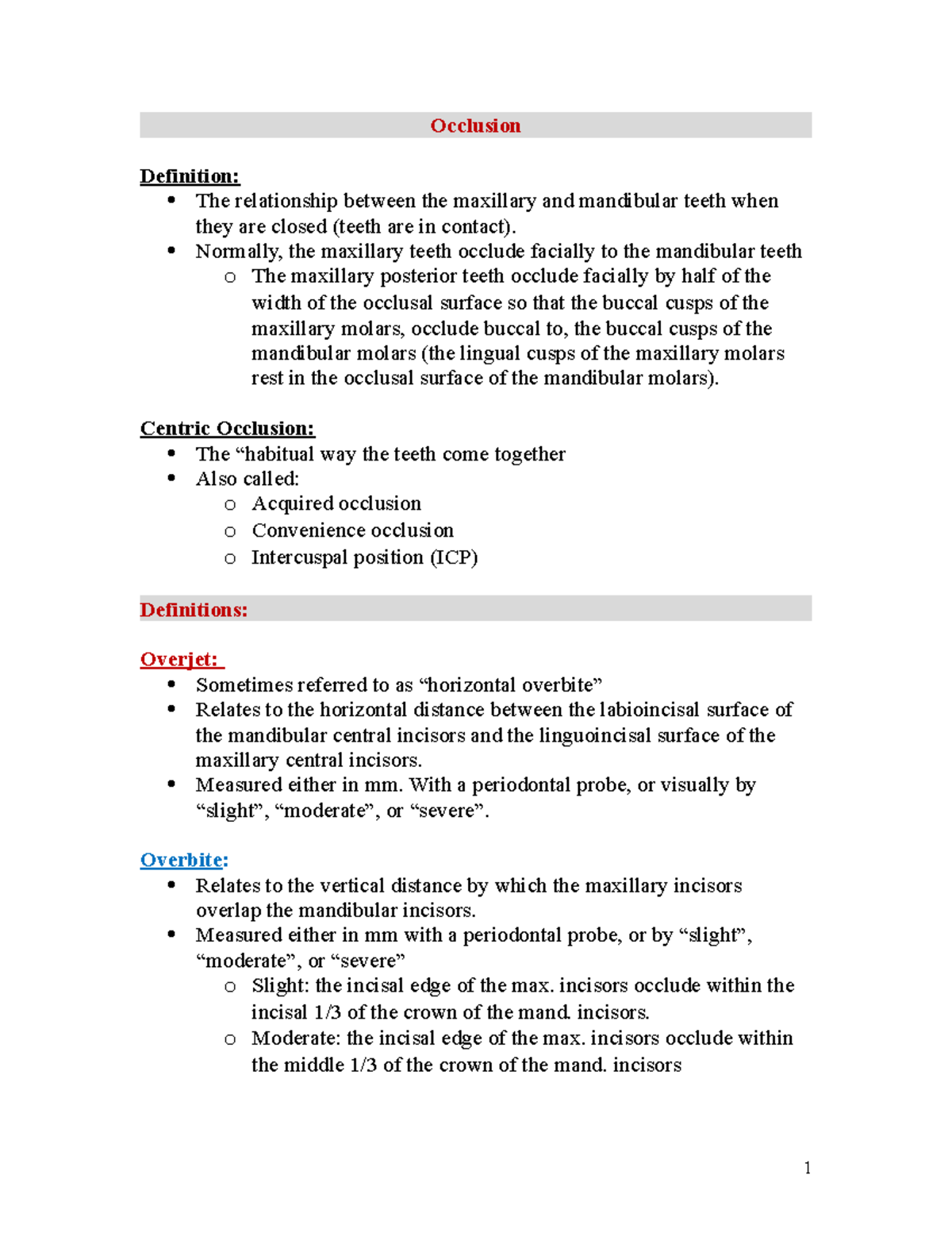 Occlusion 1 lecture notes Occlusion Definition The relationship