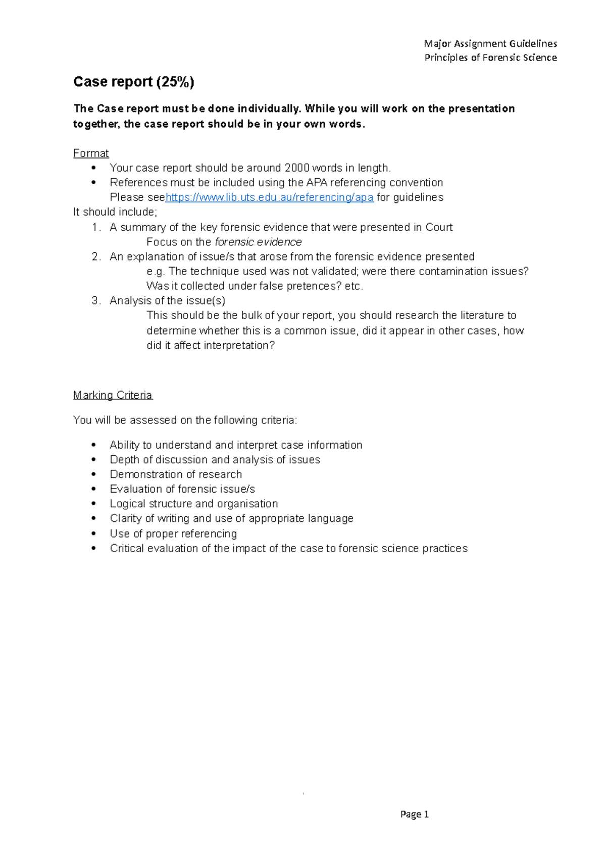 major assignment guide lines - Major Assignment Guidelines Principles ...