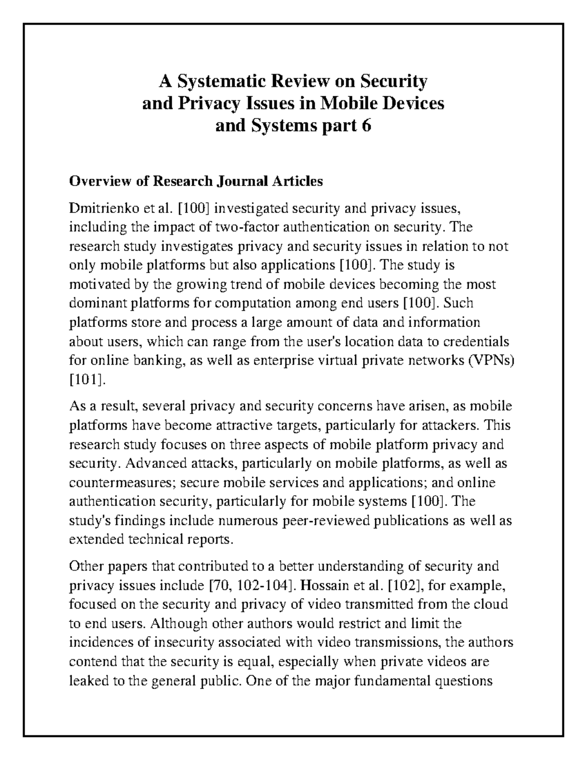 Privacy Issues in Mobile Devices part 6 - A Systematic Review on ...
