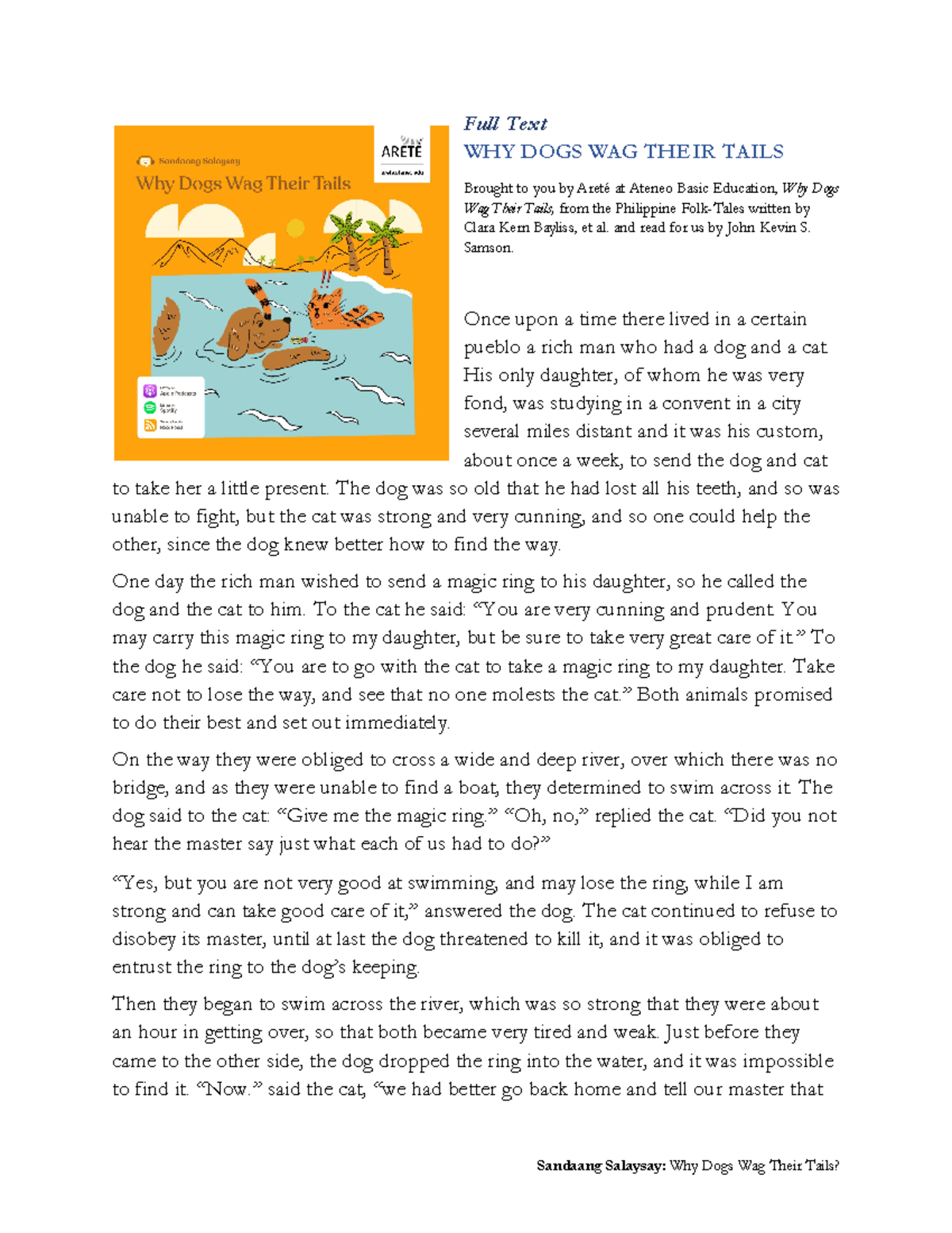 Why Dogsa Wag their Tails Full Text WHY DOGS WAG THEIR TAILS Brought