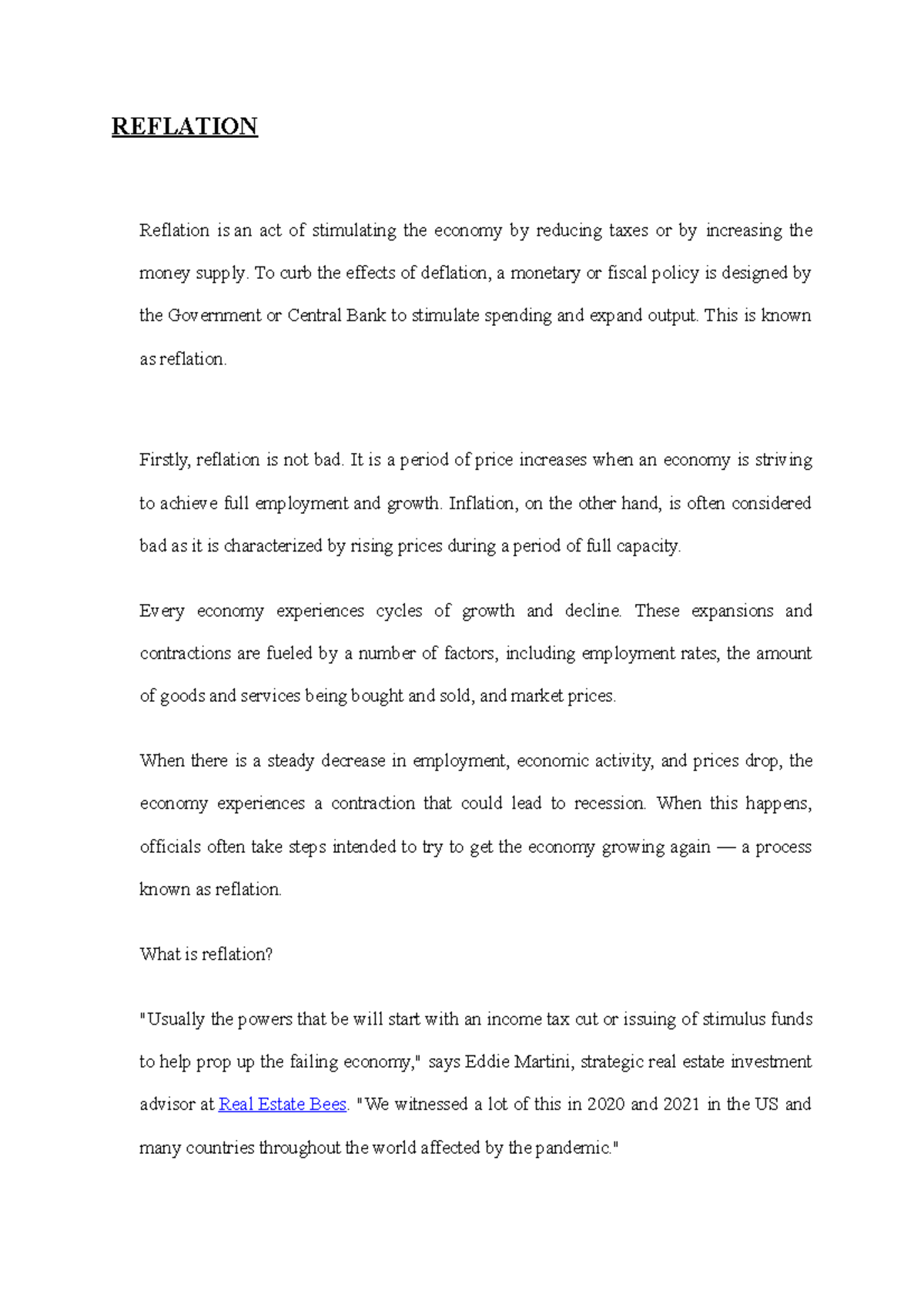 Catatan Tentang Reflation - REFLATION Reflation is an act of ...