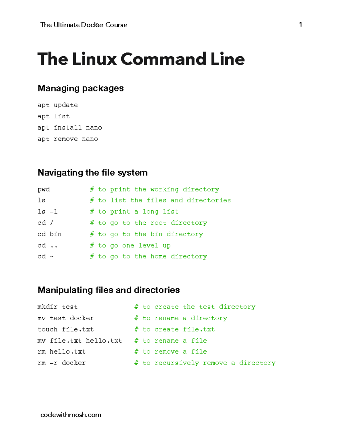 02 - Linux - Docker 2nd Lesson Notes - The Linux Command Line apt ...
