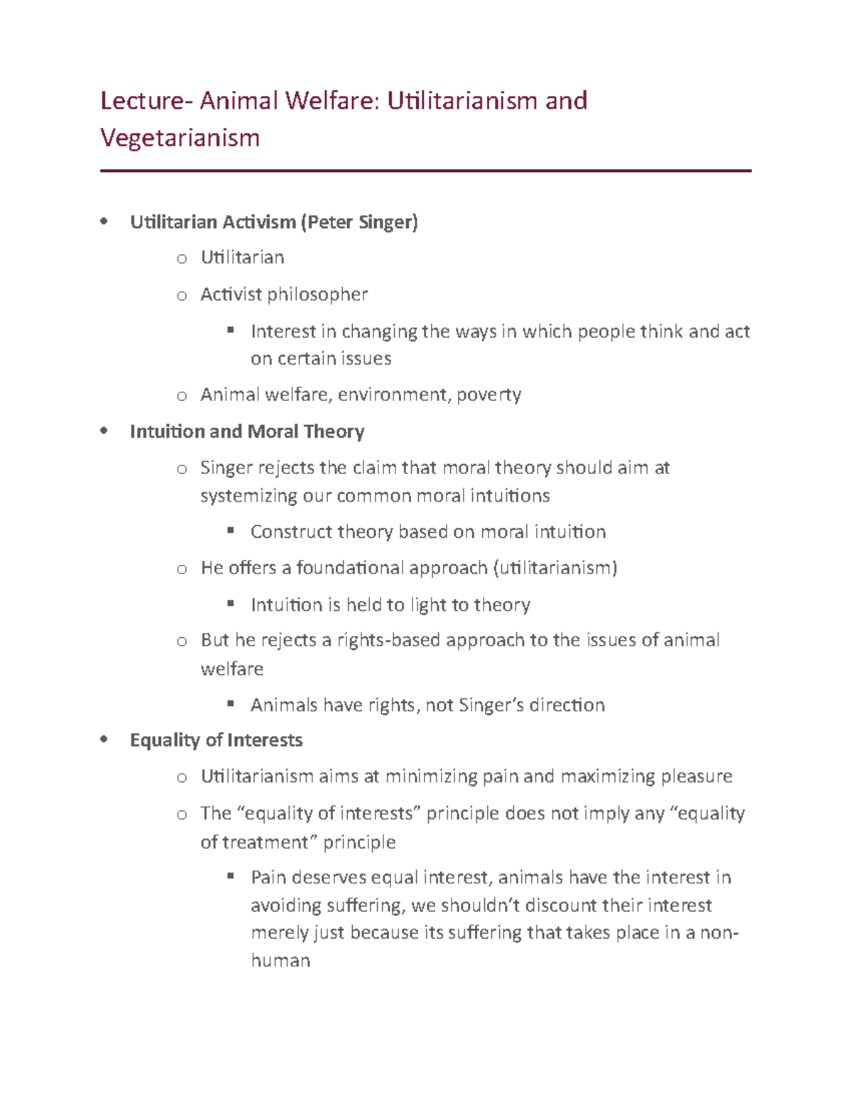 Week 5 Animal Welfare Profesor Boyd Notes for Quiz 2 Lecture
