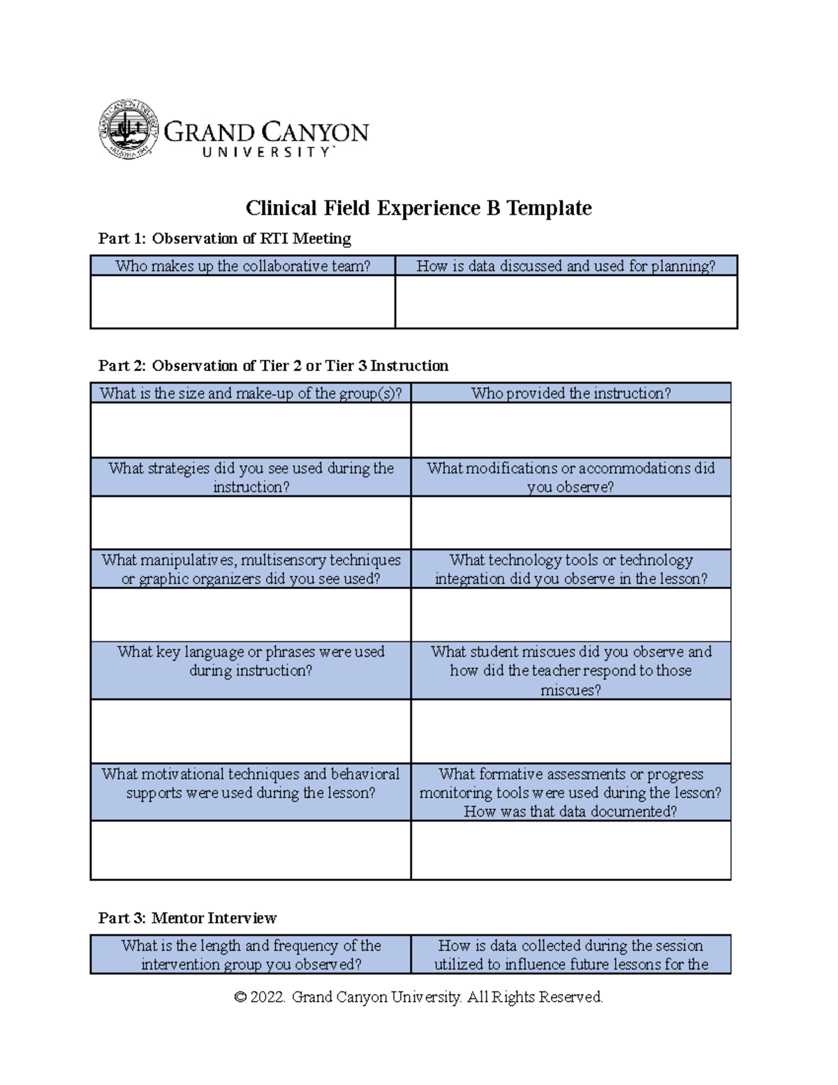 ELM 526 RS T3 Clinical Field Experience BTemplate - Clinical Field ...