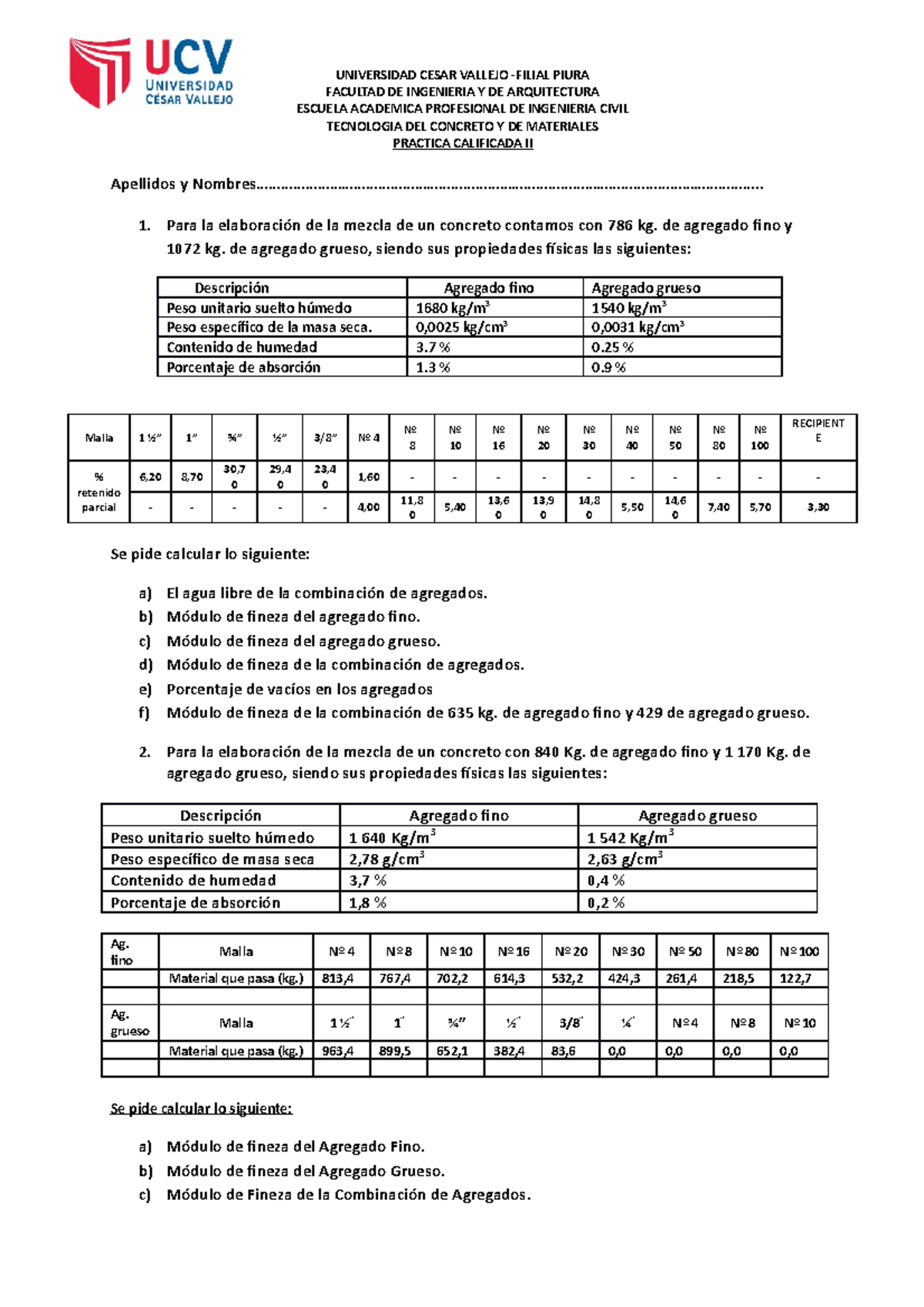 Practica Calificada II. Tecnologia - UNIVERSIDAD CESAR VALLEJO -FILIAL ...