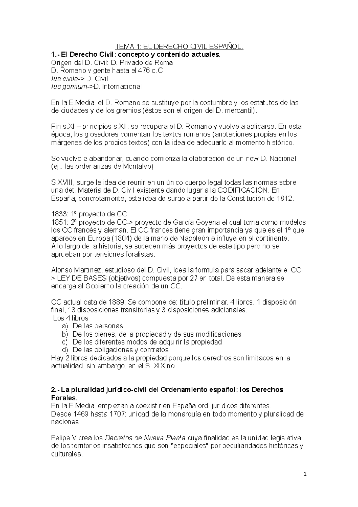 Tema 1 - Apuntes Tema 1 - TEMA 1: EL DERECHO CIVIL El Derecho Civil ...