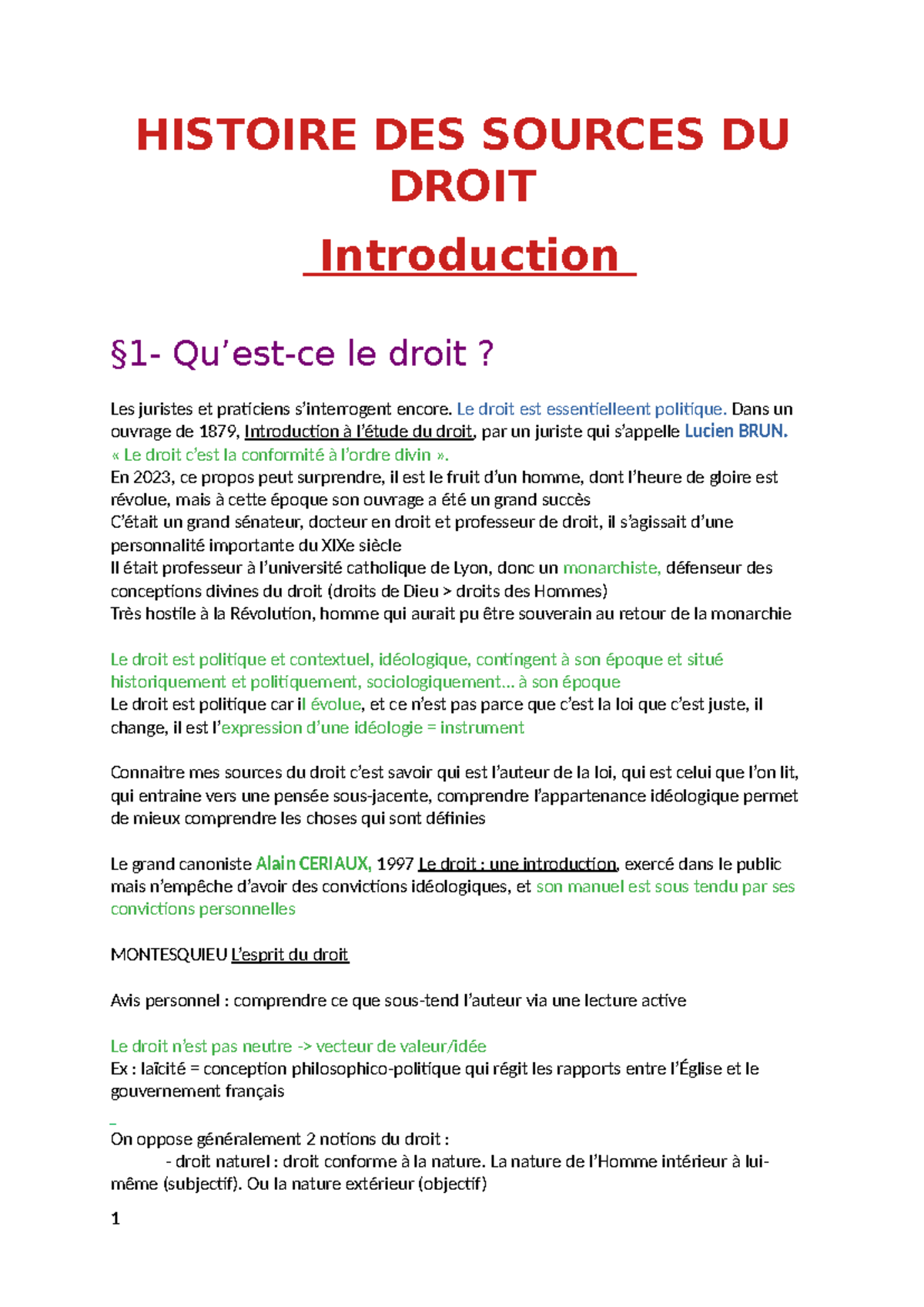 Histoirre des soiurces du droit - HISTOIRE DES SOURCES DU DROIT ...