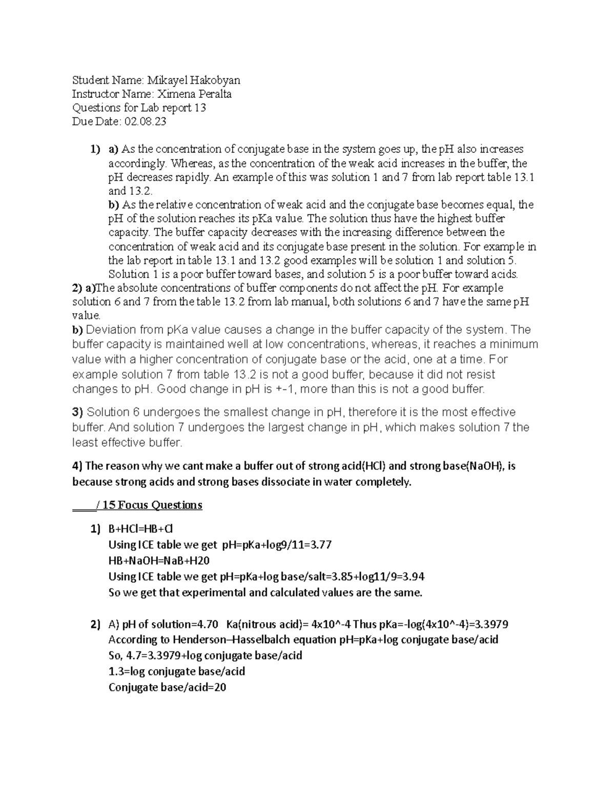 Lab report 13 buffer - mn, - Student Name: Mikayel Hakobyan Instructor ...